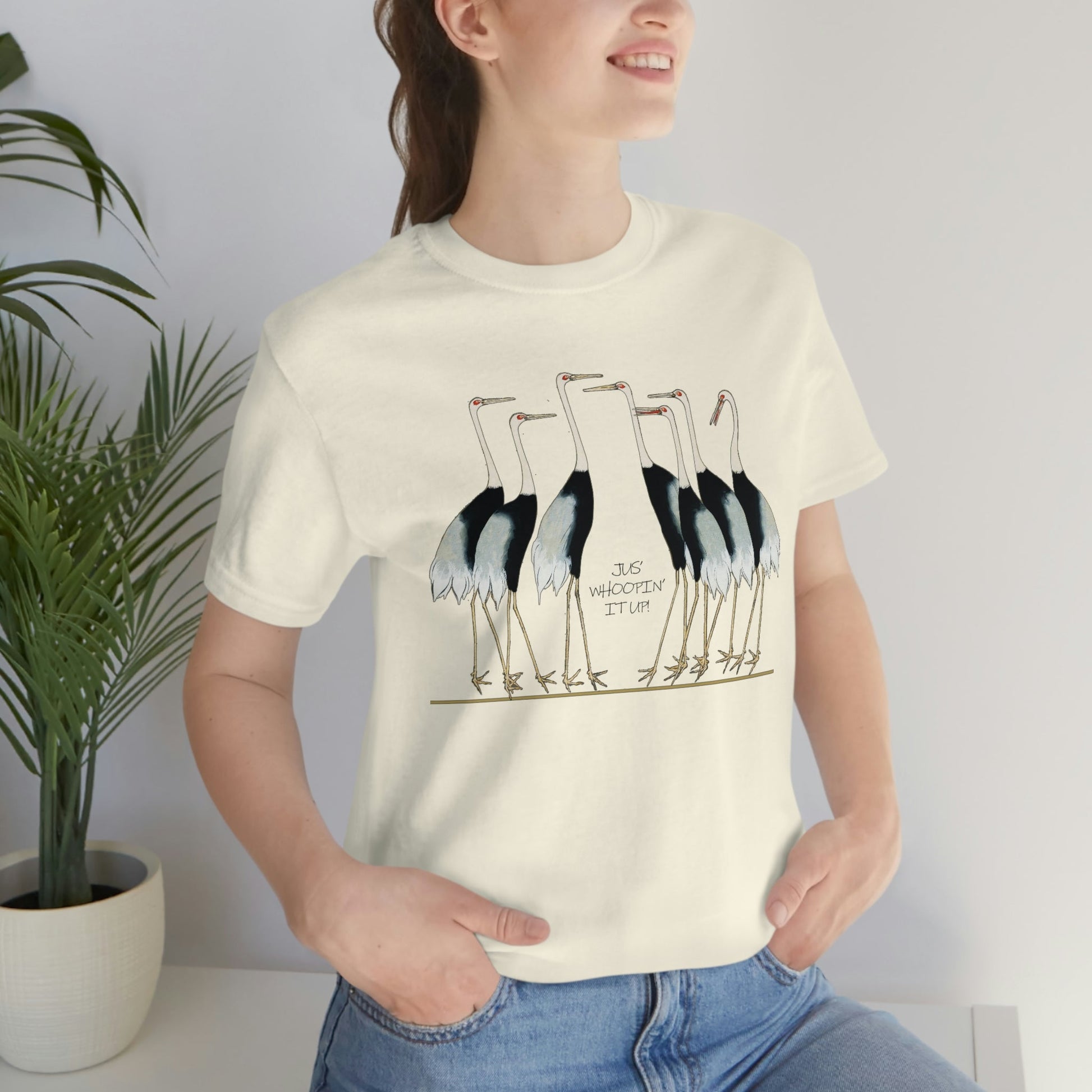 Just Whopping It Up - Whooping Crane - Jersey Short Sleeve Tee