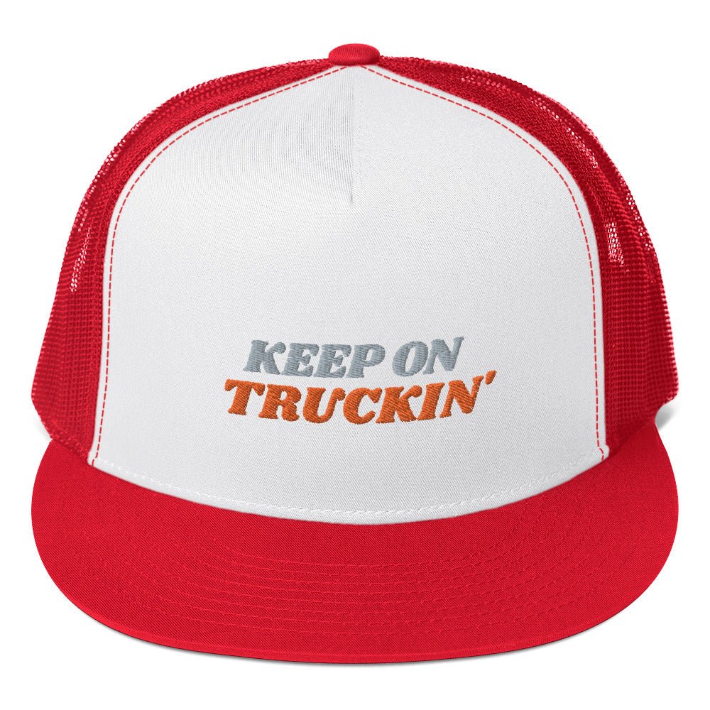 Keep On Truckin' Trucker Cap Vented Mesh Cooling System Snap Panel Manly Macho Trucker Trucking Hat Visor Cool