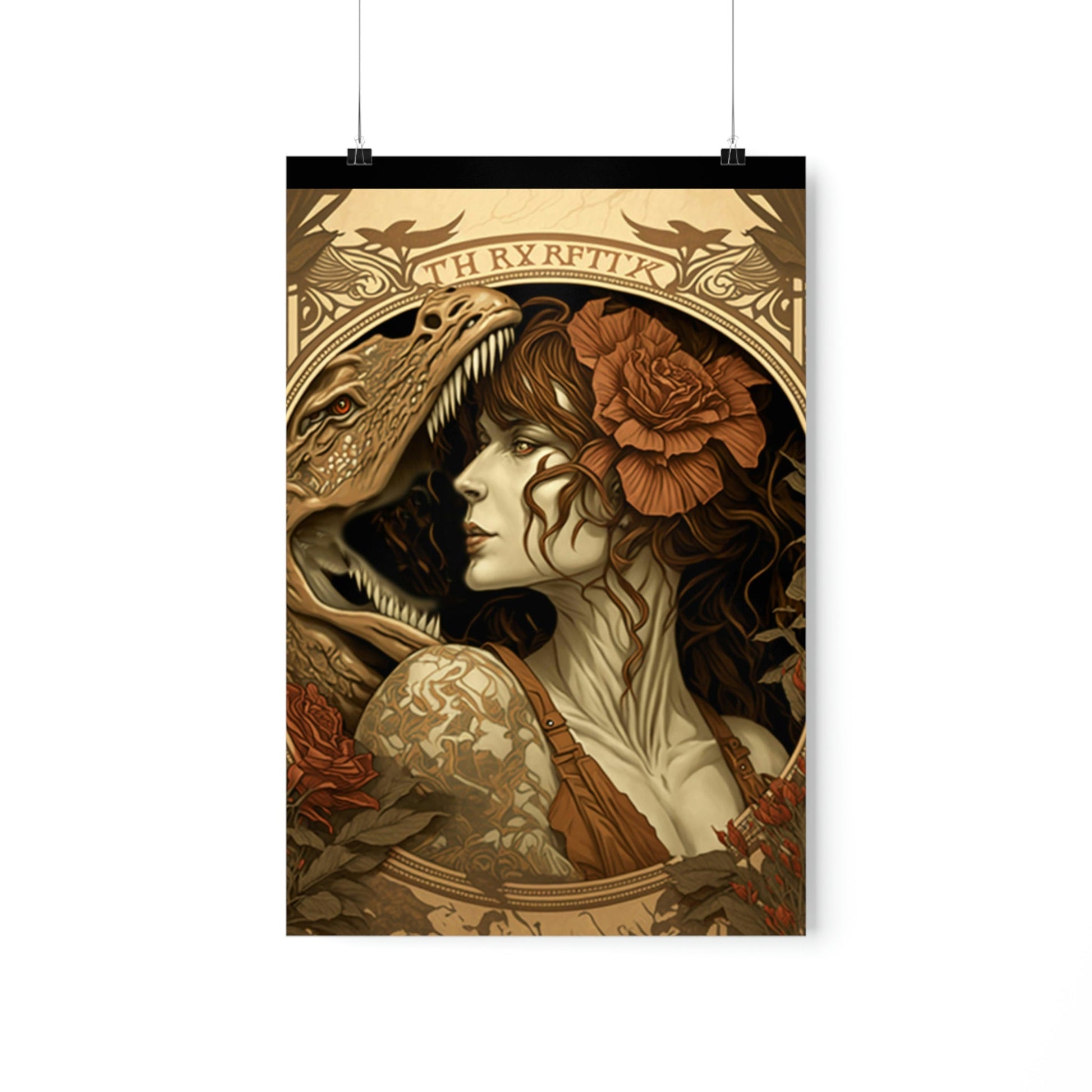 Lady and the T-Rex Premium Matte Vertical Posters