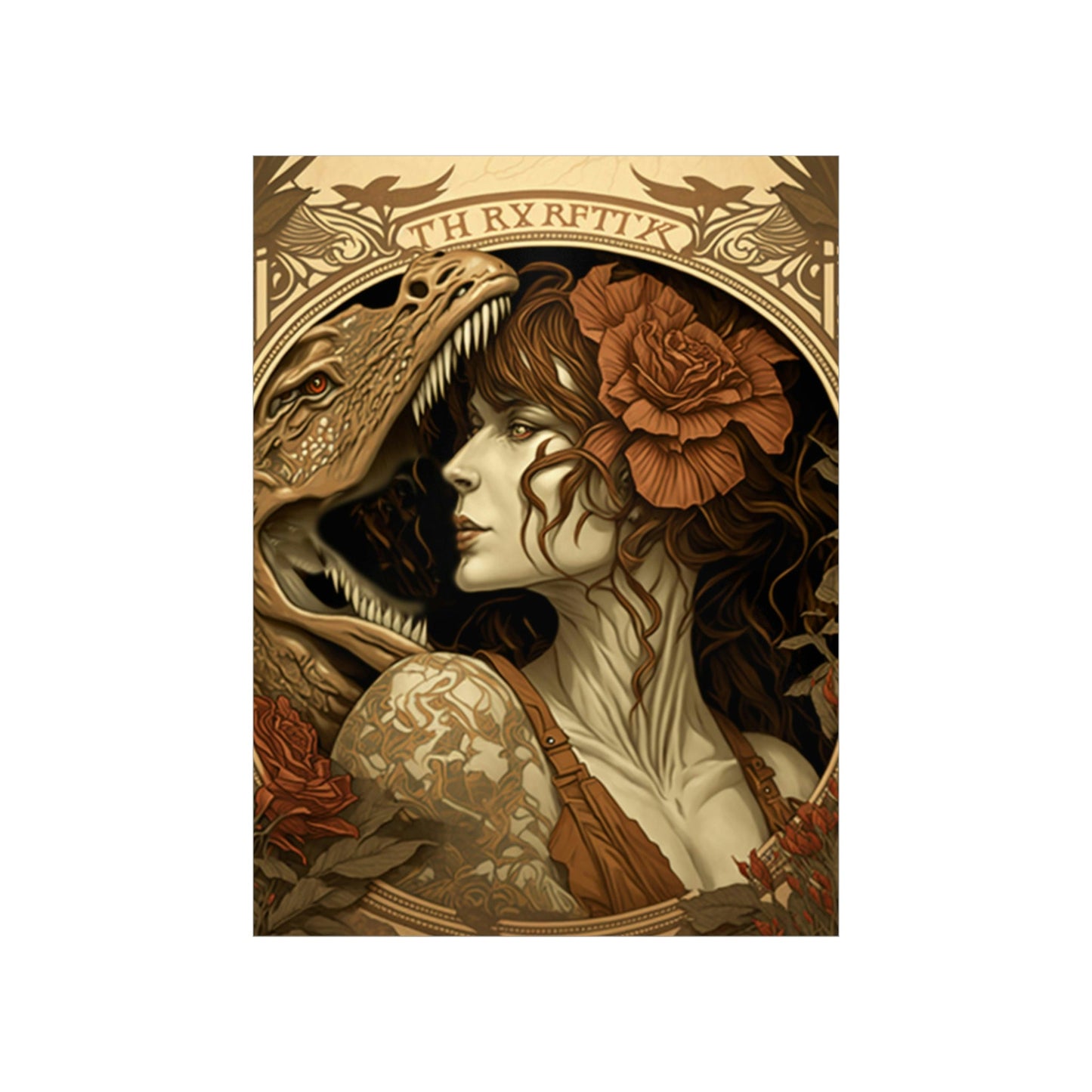 Lady and the T-Rex Premium Matte Vertical Posters