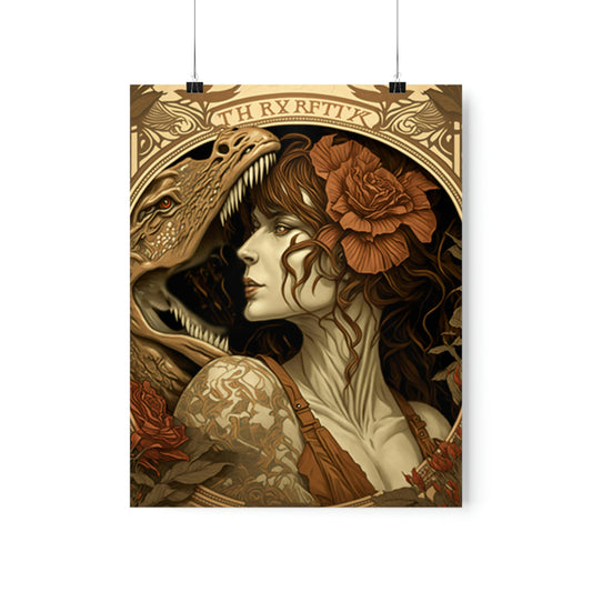 Lady and the T-Rex Premium Matte Vertical Posters