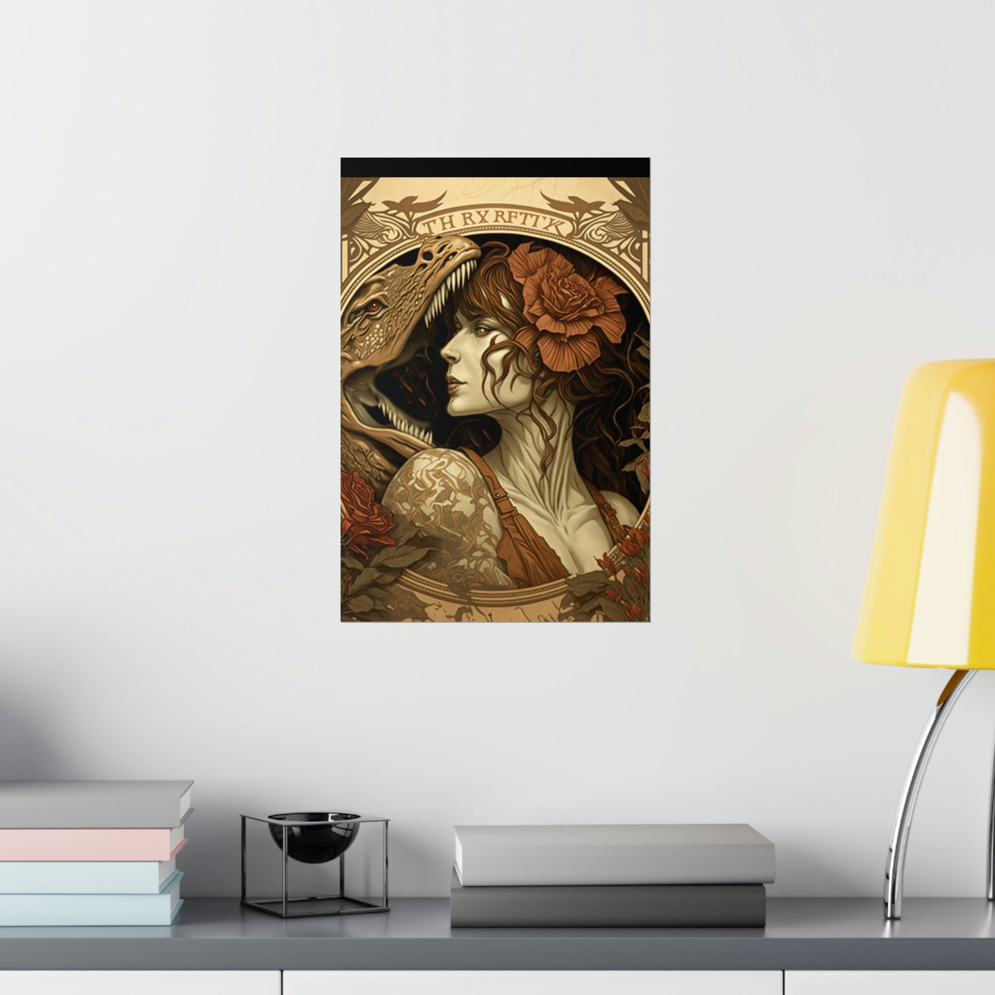 Lady and the T-Rex Premium Matte Vertical Posters