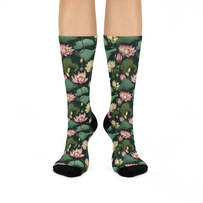 Lotus Flower Cushioned Crew Socks