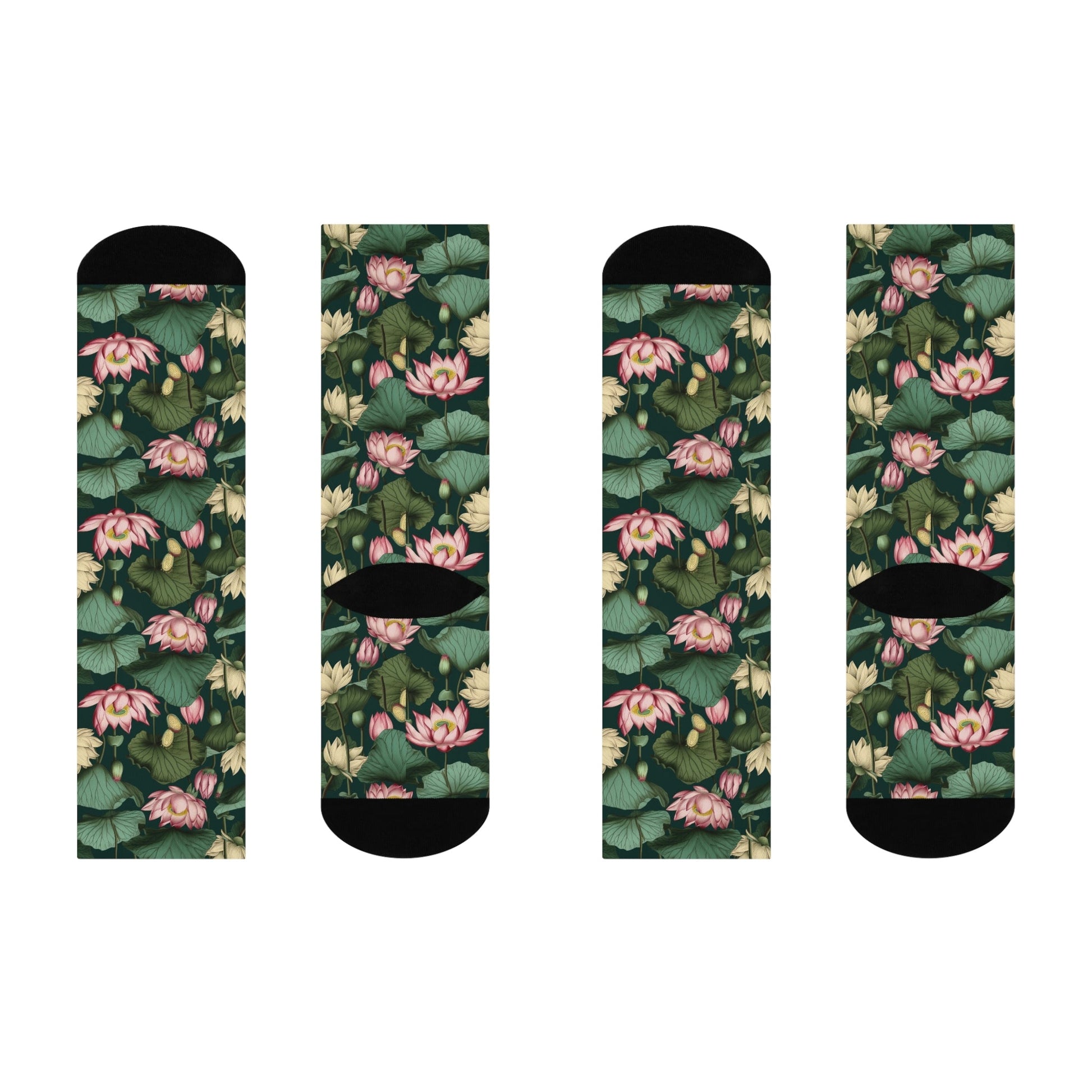 Lotus Flower Cushioned Crew Socks