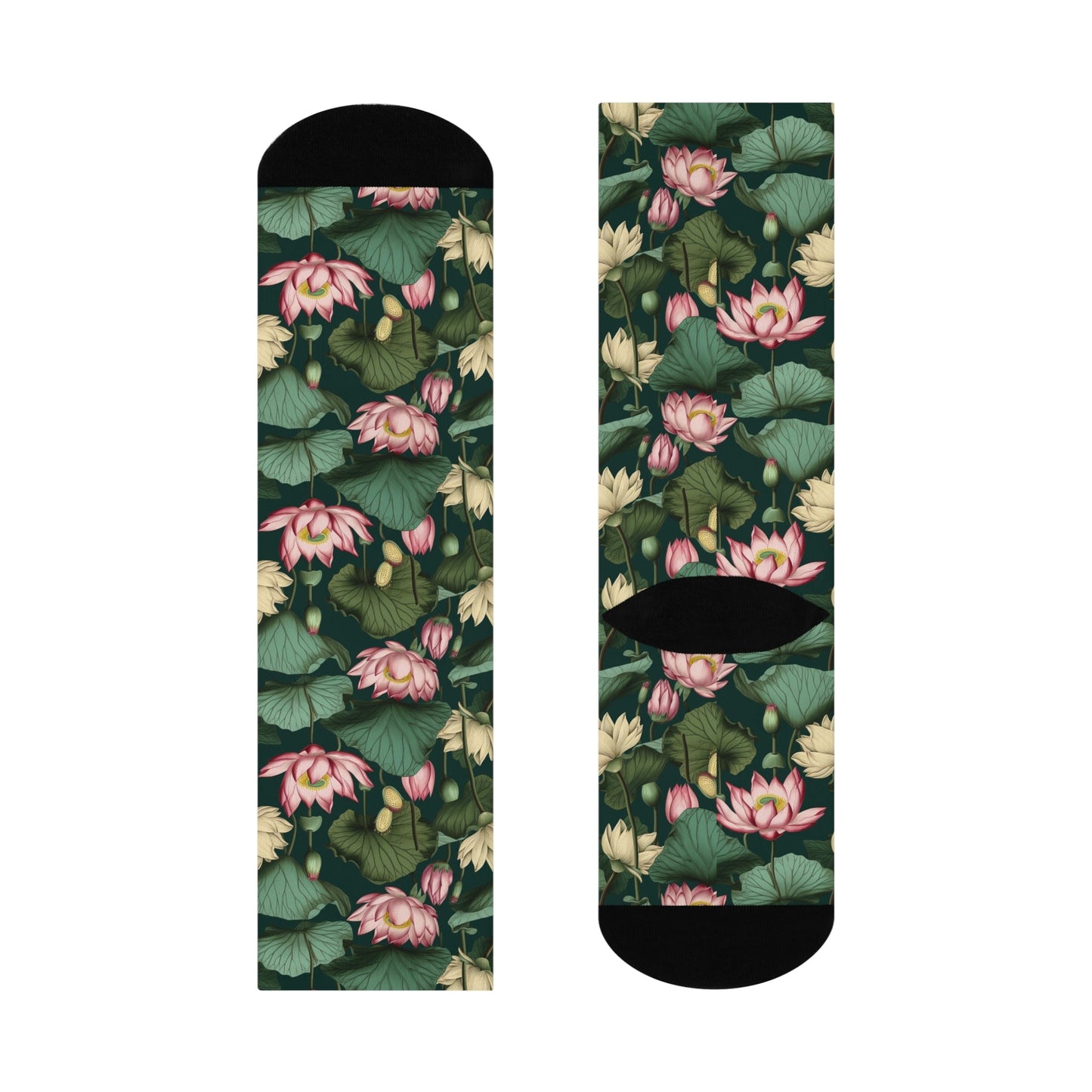 Lotus Flower Cushioned Crew Socks