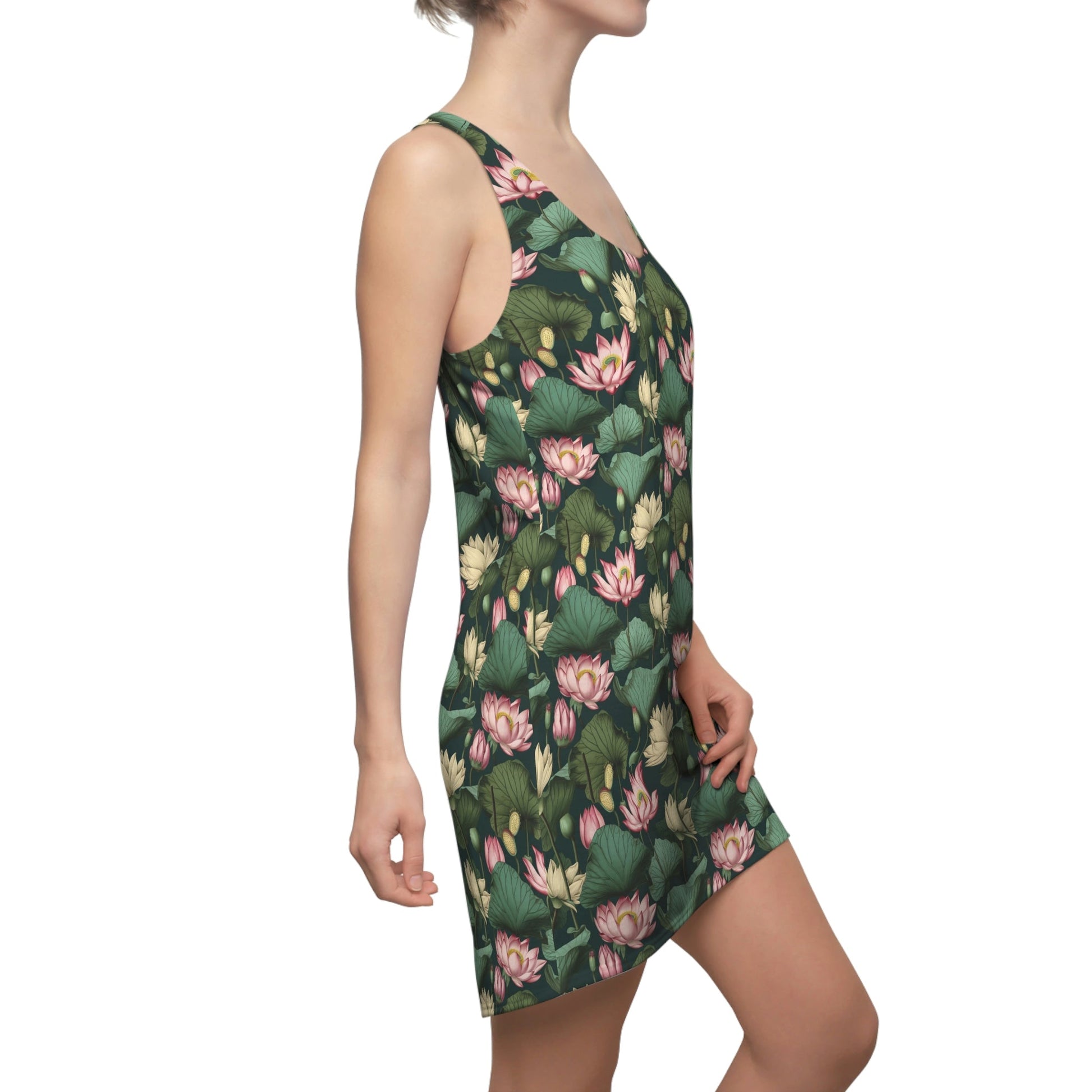 Lotus Flowers Pattern Women's Racerback Dress