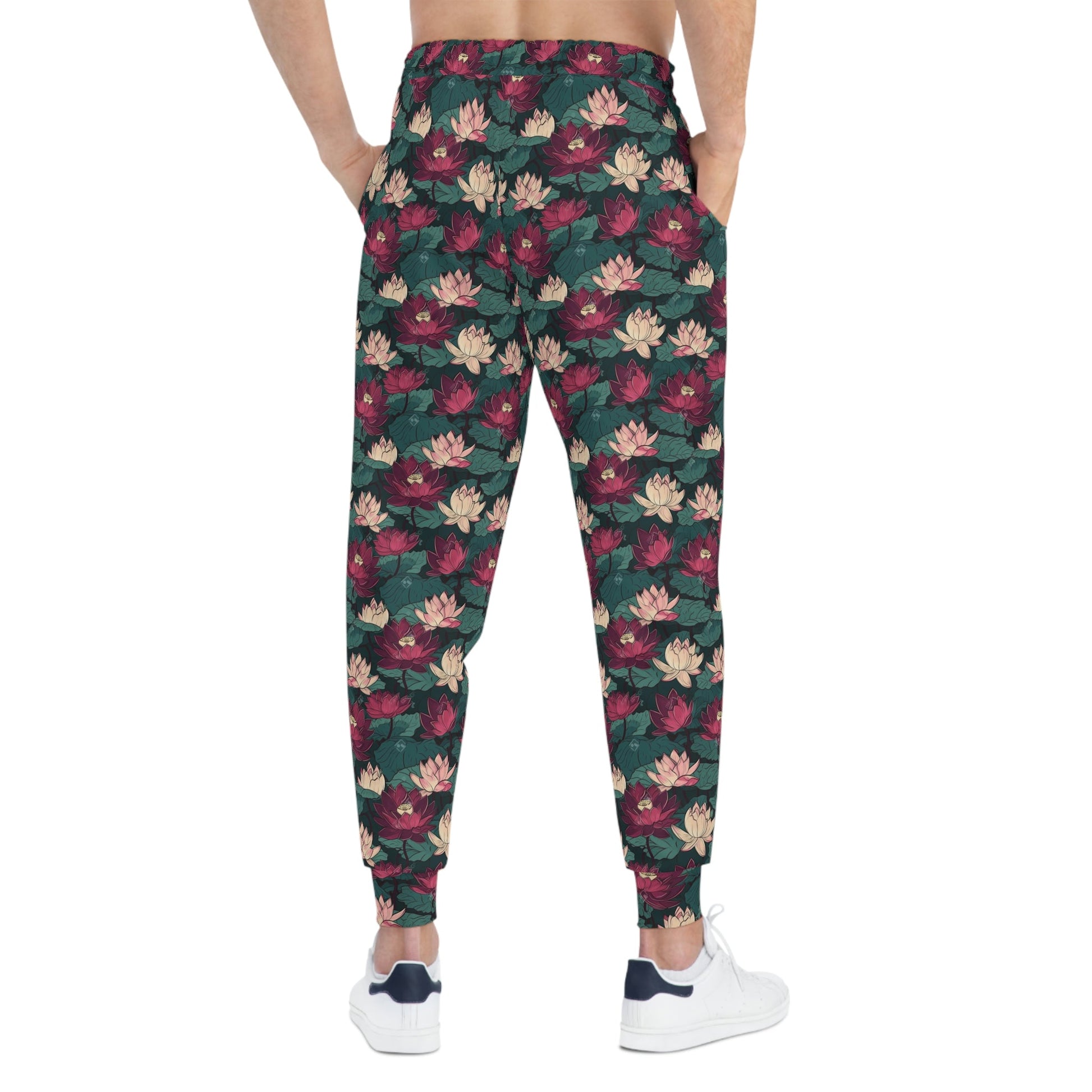 Lotus Flowers with Lily Pads Pattern Athletic Joggers