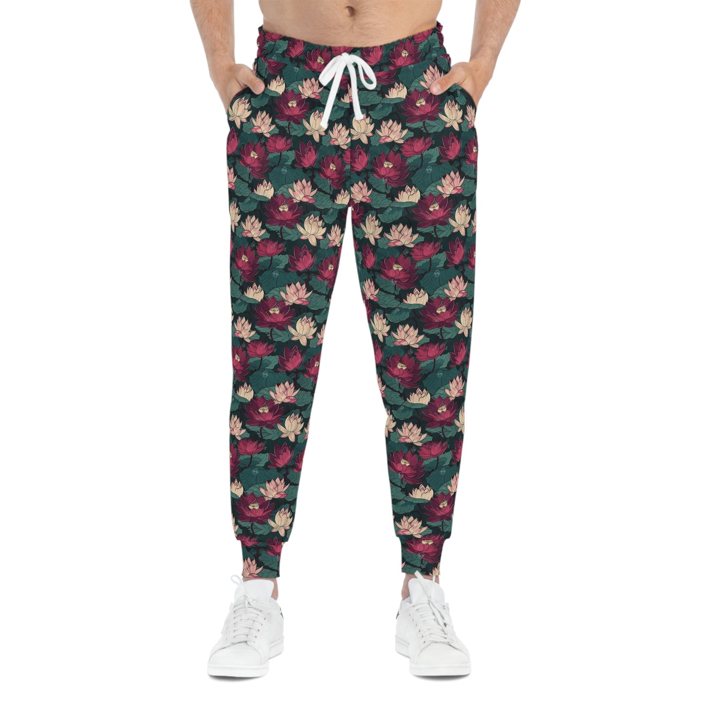 Lotus Flowers with Lily Pads Pattern Athletic Joggers