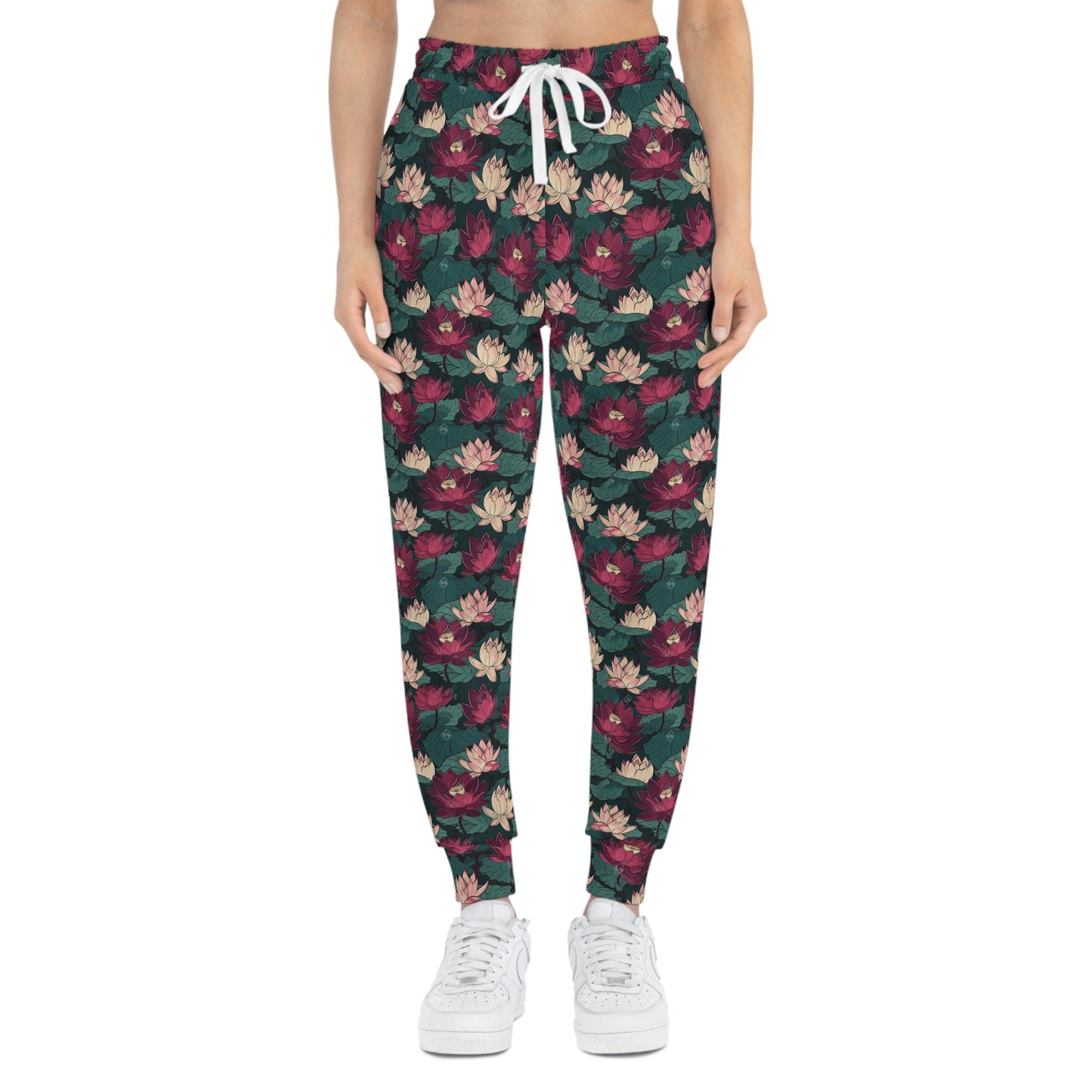 Lotus Flowers with Lily Pads Pattern Athletic Joggers