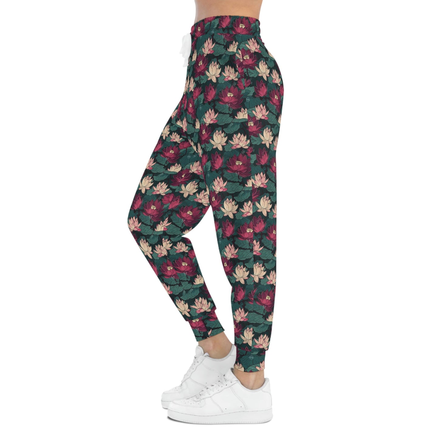 Lotus Flowers with Lily Pads Pattern Athletic Joggers