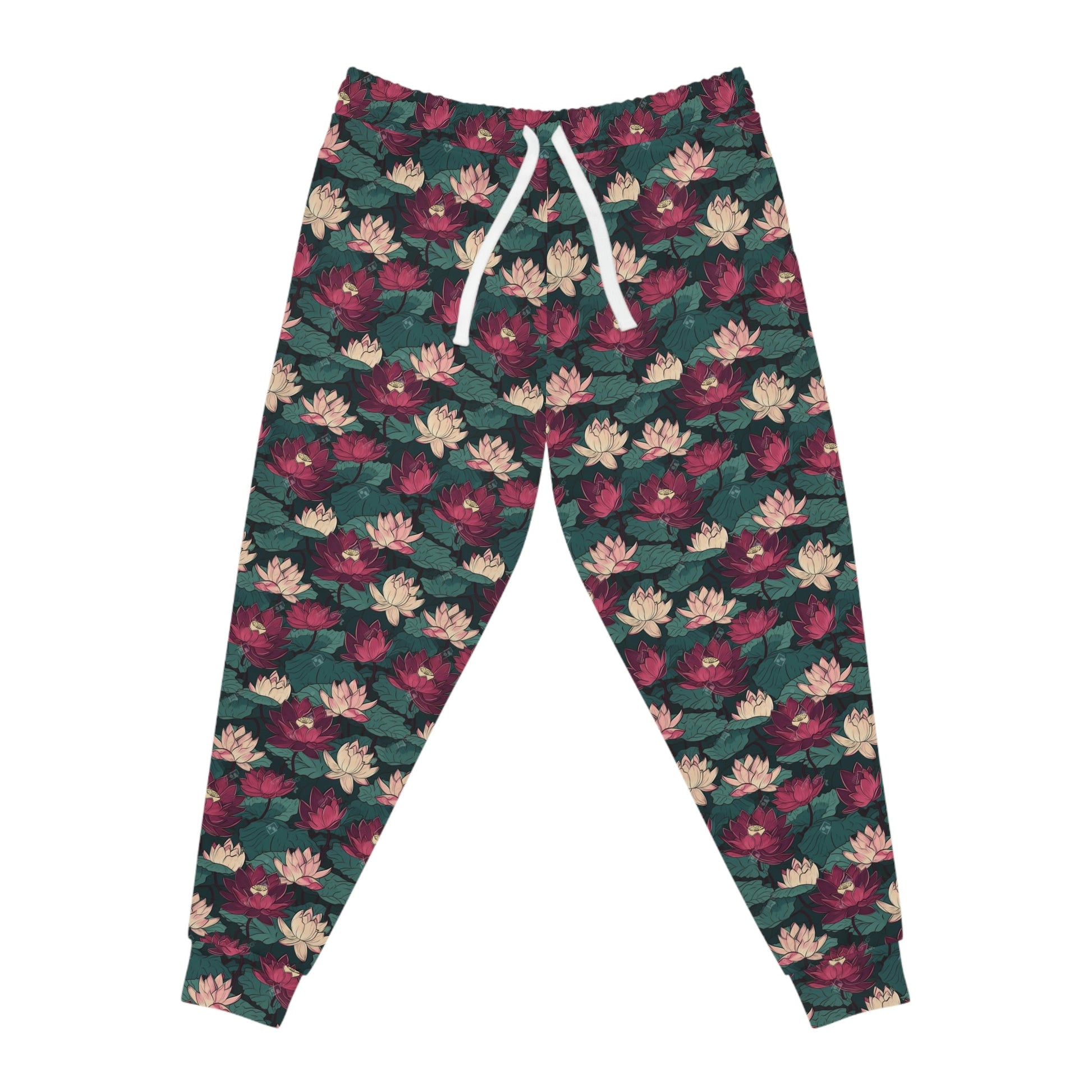 Lotus Flowers with Lily Pads Pattern Athletic Joggers