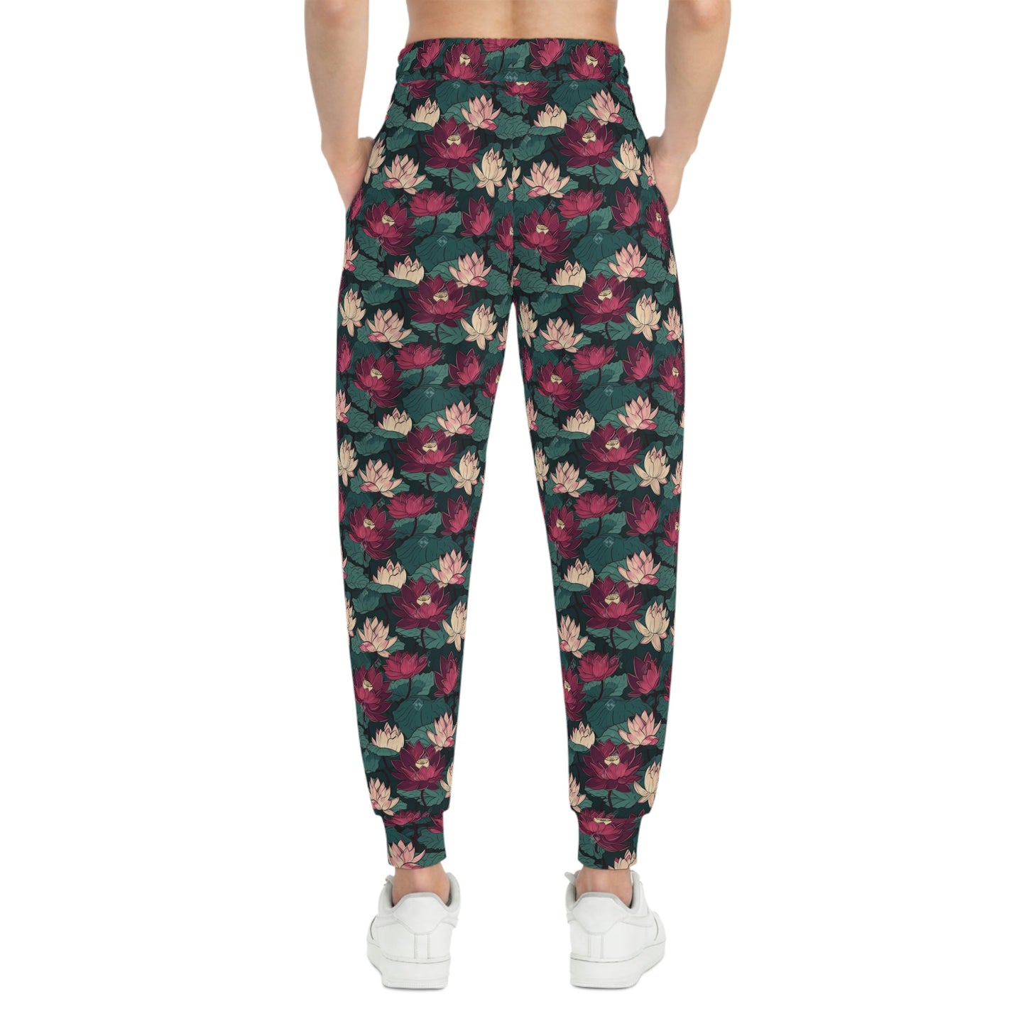 Lotus Flowers with Lily Pads Pattern Athletic Joggers