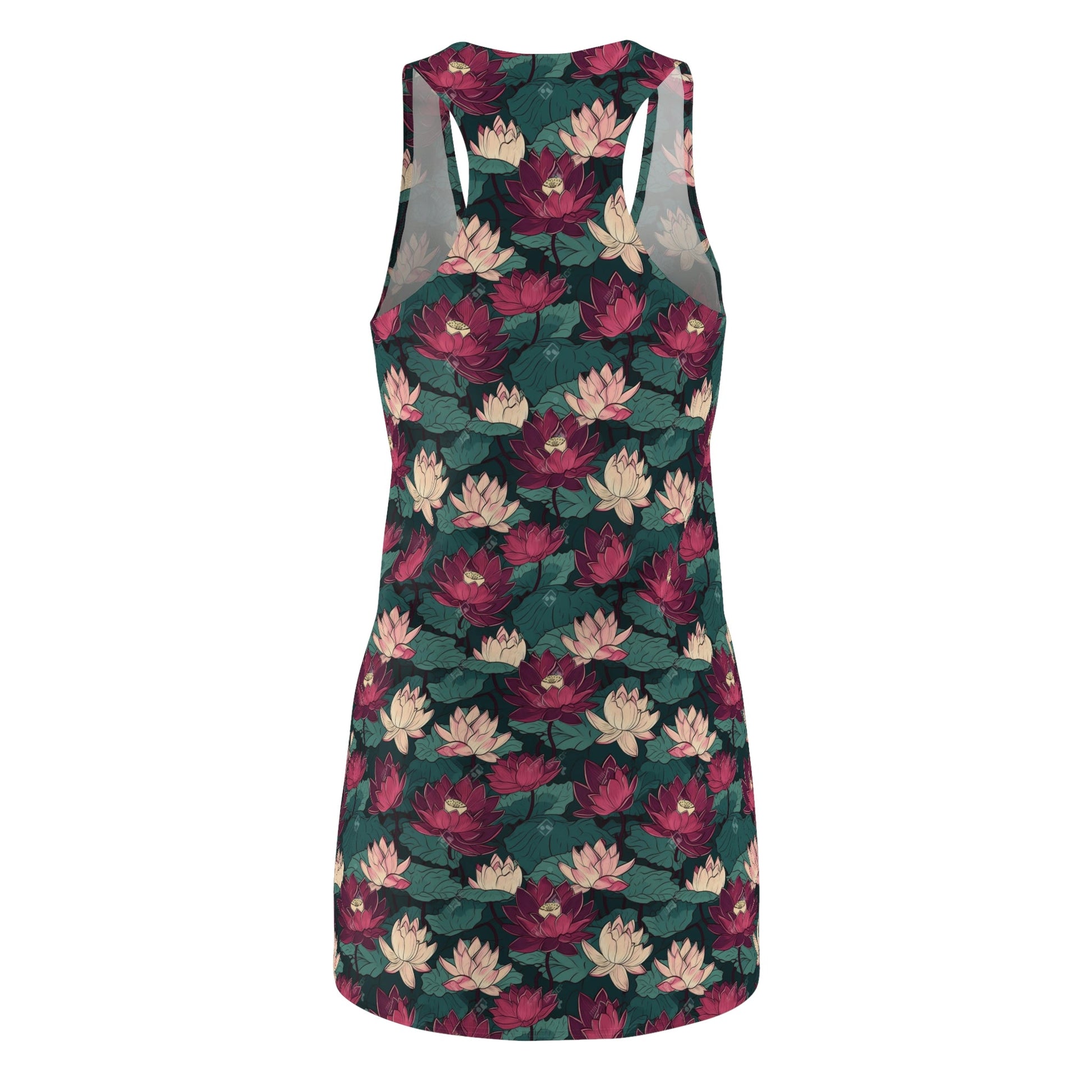 Lotus Flowers with Lily Pads Pattern Floral Women's Racerback Dress