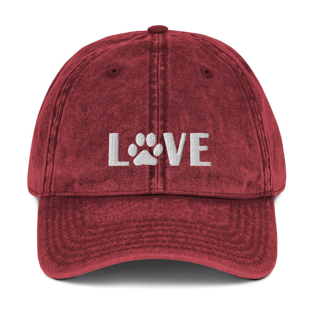 Love Cat Vintage Cotton Twill Cap | Perfect gift for the cat lover in your family!| Multiple Hat Colors Available