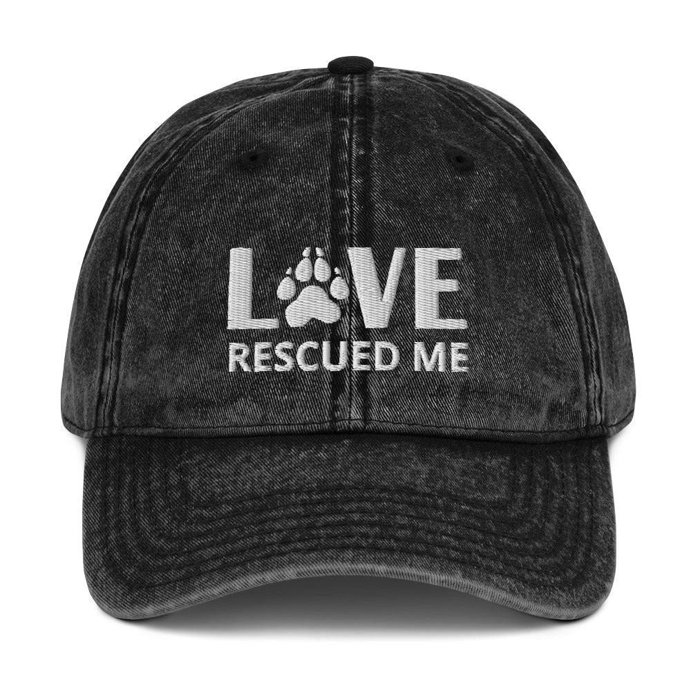 Love Dog Rescue Vintage Cotton Twill Cap | Love Rescued Me | Perfect gift for the dog lover in your family!| Multiple Hat Colors Available