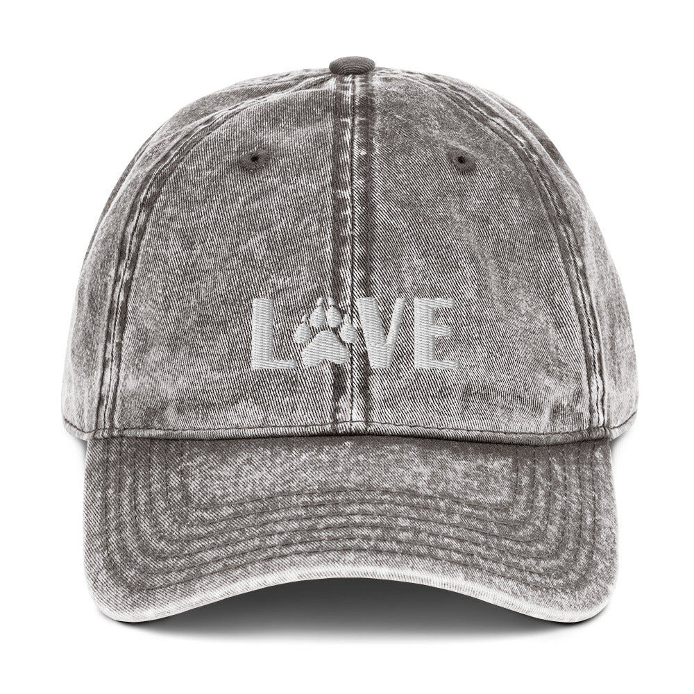 Love Dog Vintage Cotton Twill Cap | Perfect gift for the dog lover in your family!| Multiple Hat Colors Available