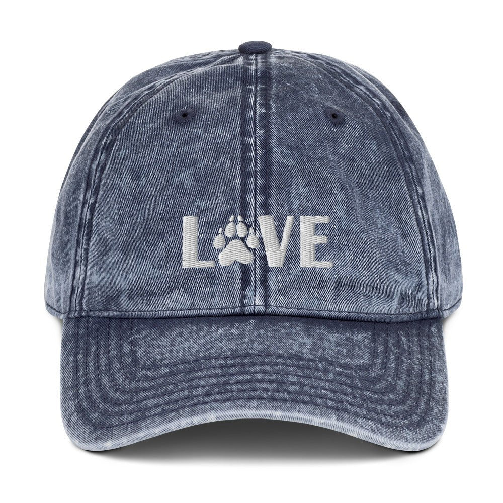 Love Dog Vintage Cotton Twill Cap | Perfect gift for the dog lover in your family!| Multiple Hat Colors Available