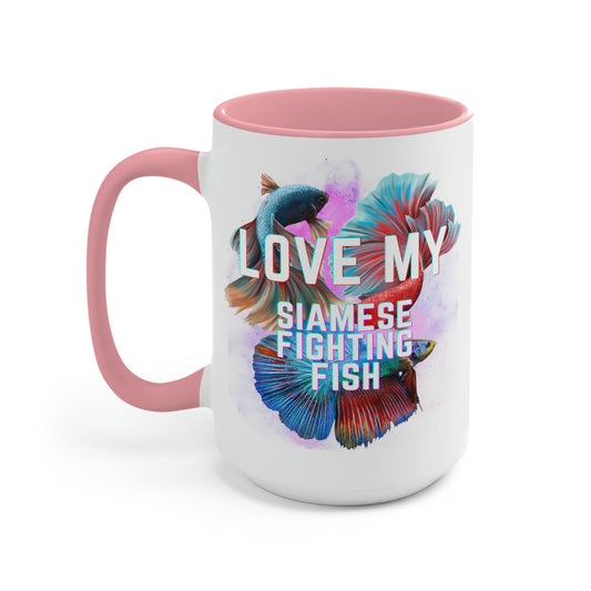 Love My Siamese Fighting Fish Two-Tone Coffee Mugs - 15oz