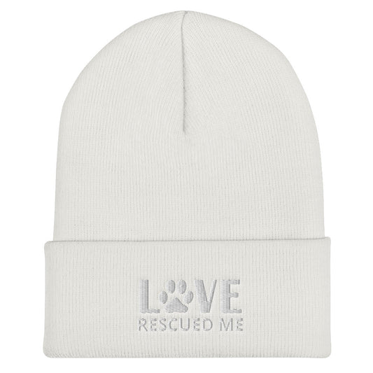 Love Rescued Me | Cat Rescue Cuffed Beanie | Perfect gift for the cat lover in your family!| Multiple Hat Colors Available