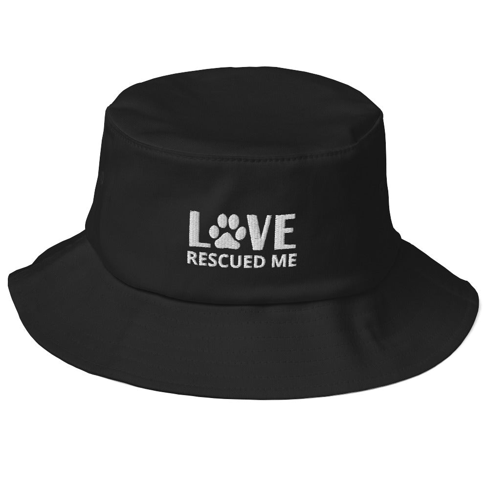 Love Rescued Me | Cat Rescue Old School Bucket Hat | Perfect gift for the cat lover in your family!| Multiple Hat Colors Available