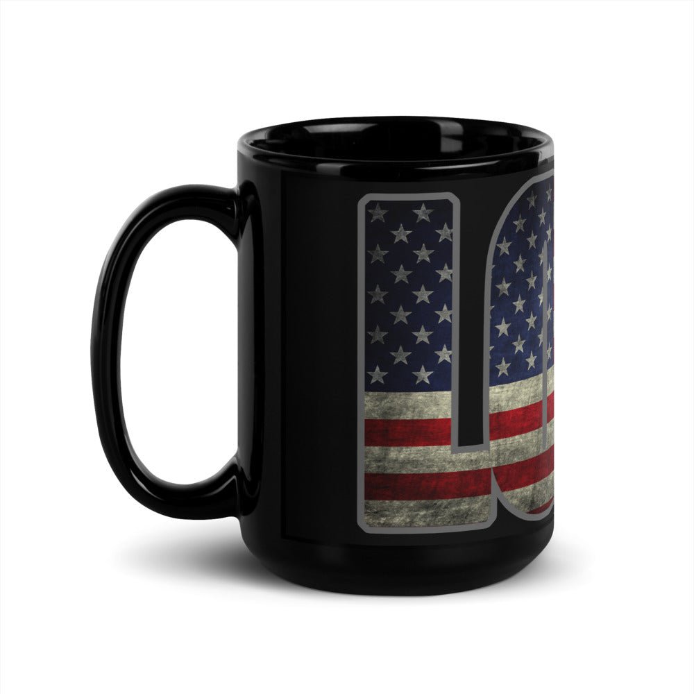 Love USA Black Glossy Mug