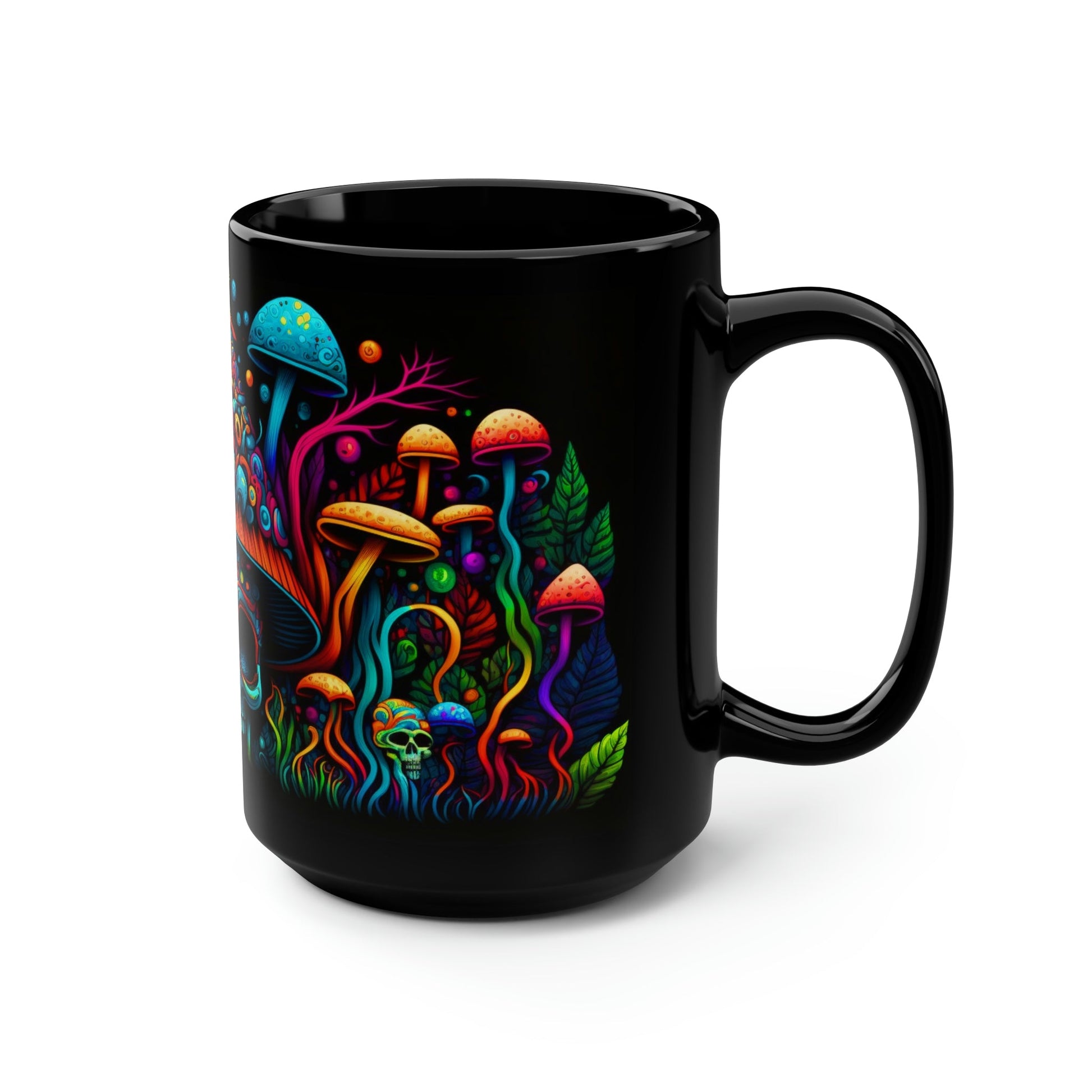 Magic Mushroom Skull 15 oz Coffee Mug perfect for the mushrooming fan or as a birthday gift for nature lovers