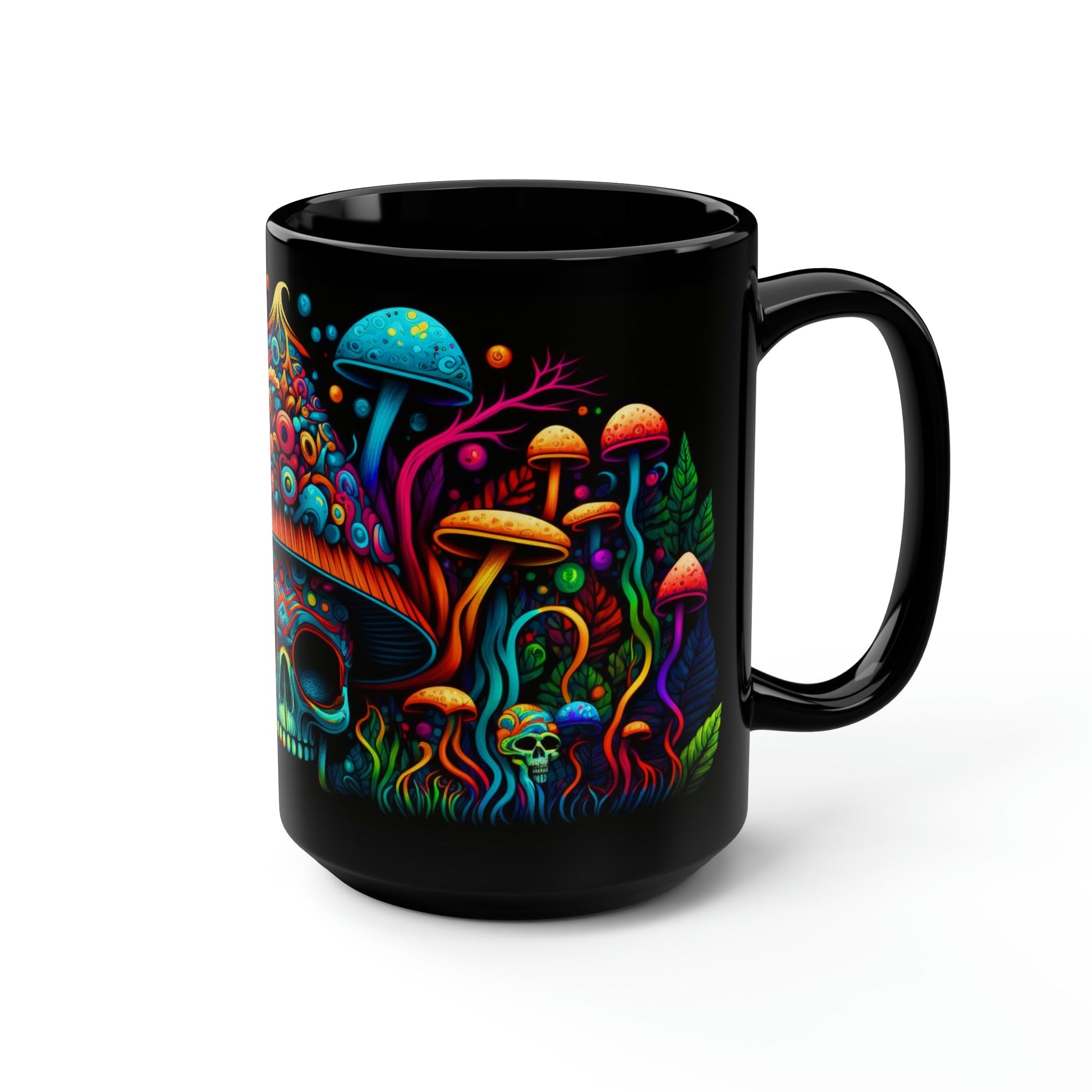 Magic Mushroom Skull 15 oz Coffee Mug perfect for the mushrooming fan or as a birthday gift for nature lovers