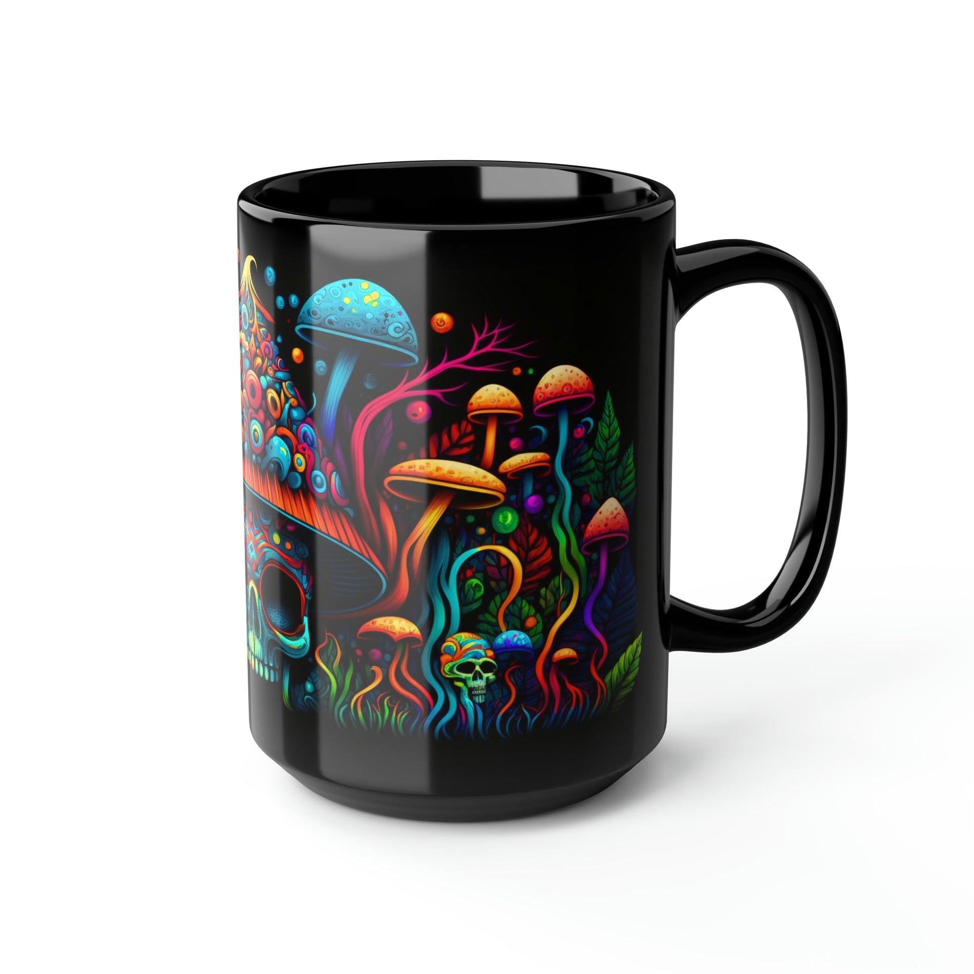 Magic Mushroom Skull 15 oz Coffee Mug perfect for the mushrooming fan or as a birthday gift for nature lovers