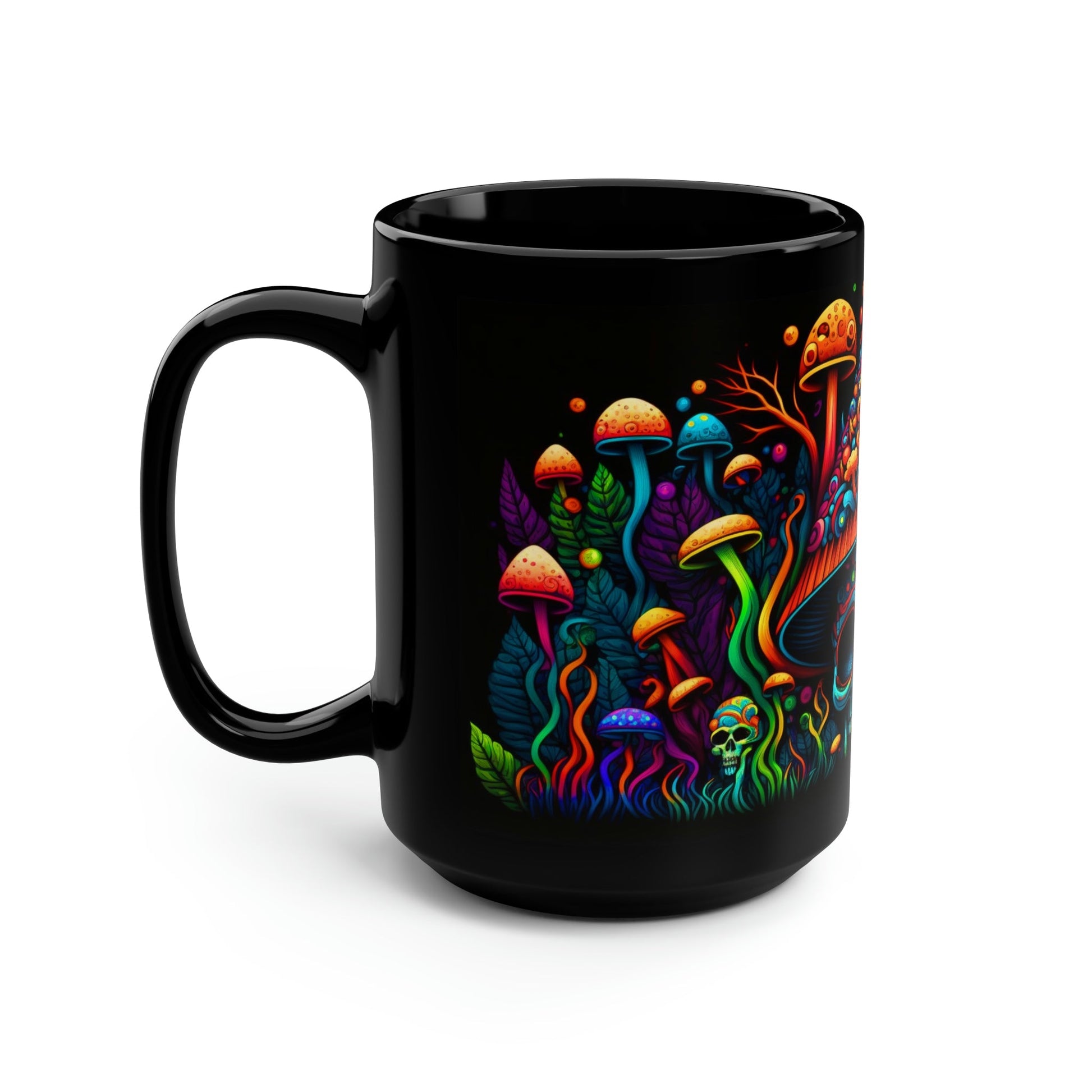 Magic Mushroom Skull 15 oz Coffee Mug perfect for the mushrooming fan or as a birthday gift for nature lovers