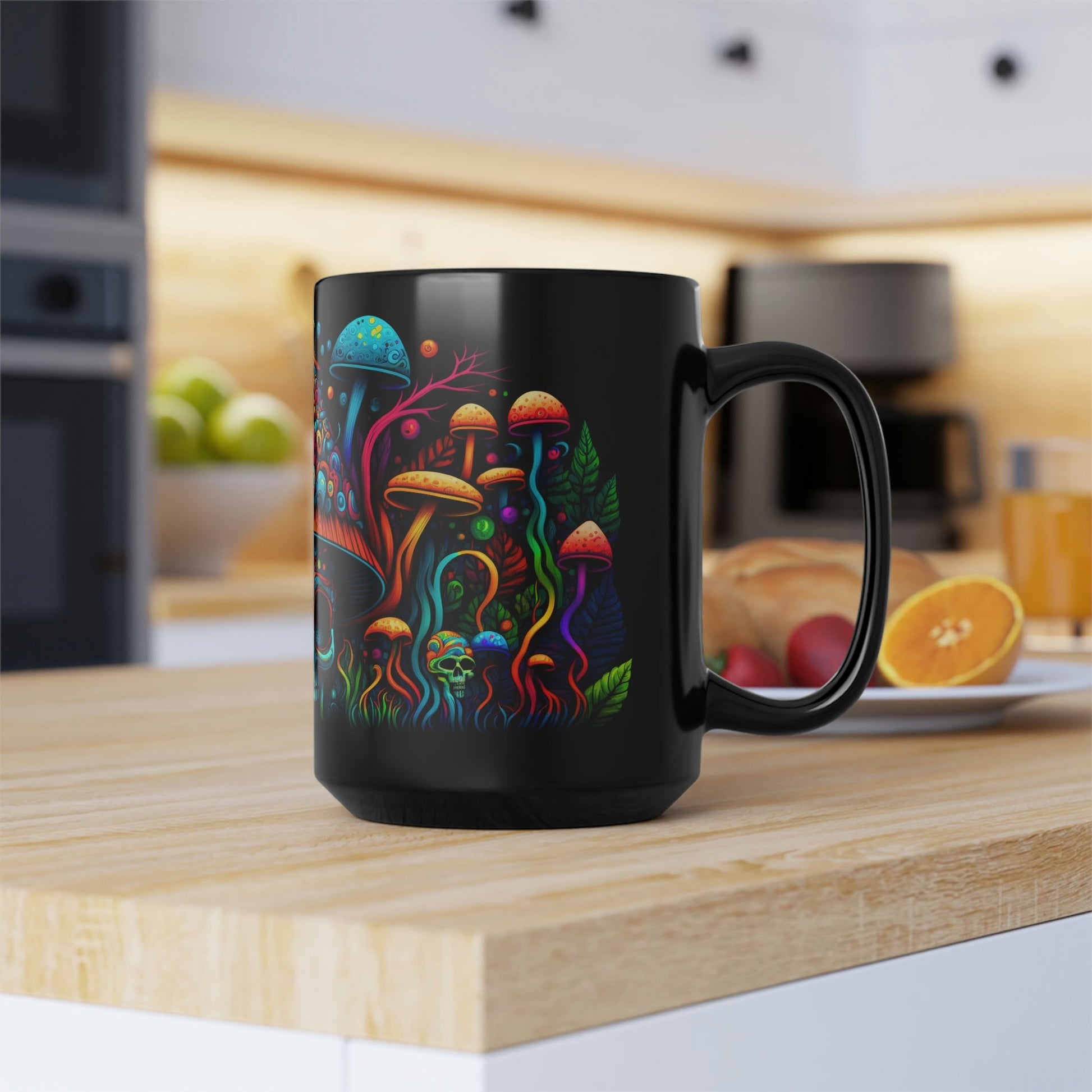 Magic Mushroom Skull 15 oz Coffee Mug perfect for the mushrooming fan or as a birthday gift for nature lovers