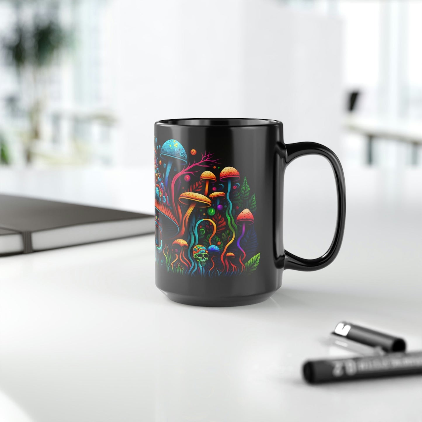 Magic Mushroom Skull 15 oz Coffee Mug perfect for the mushrooming fan or as a birthday gift for nature lovers