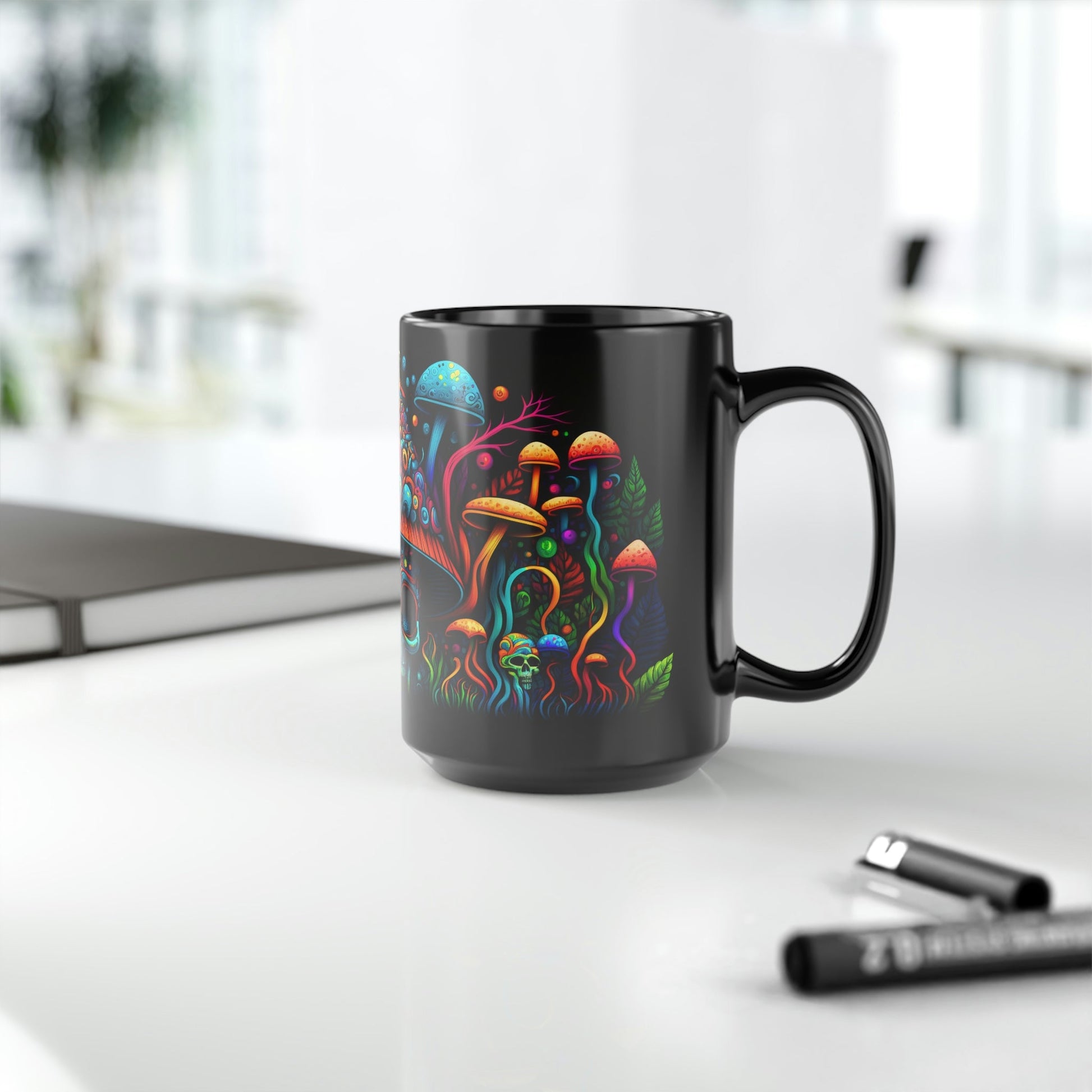 Magic Mushroom Skull 15 oz Coffee Mug perfect for the mushrooming fan or as a birthday gift for nature lovers
