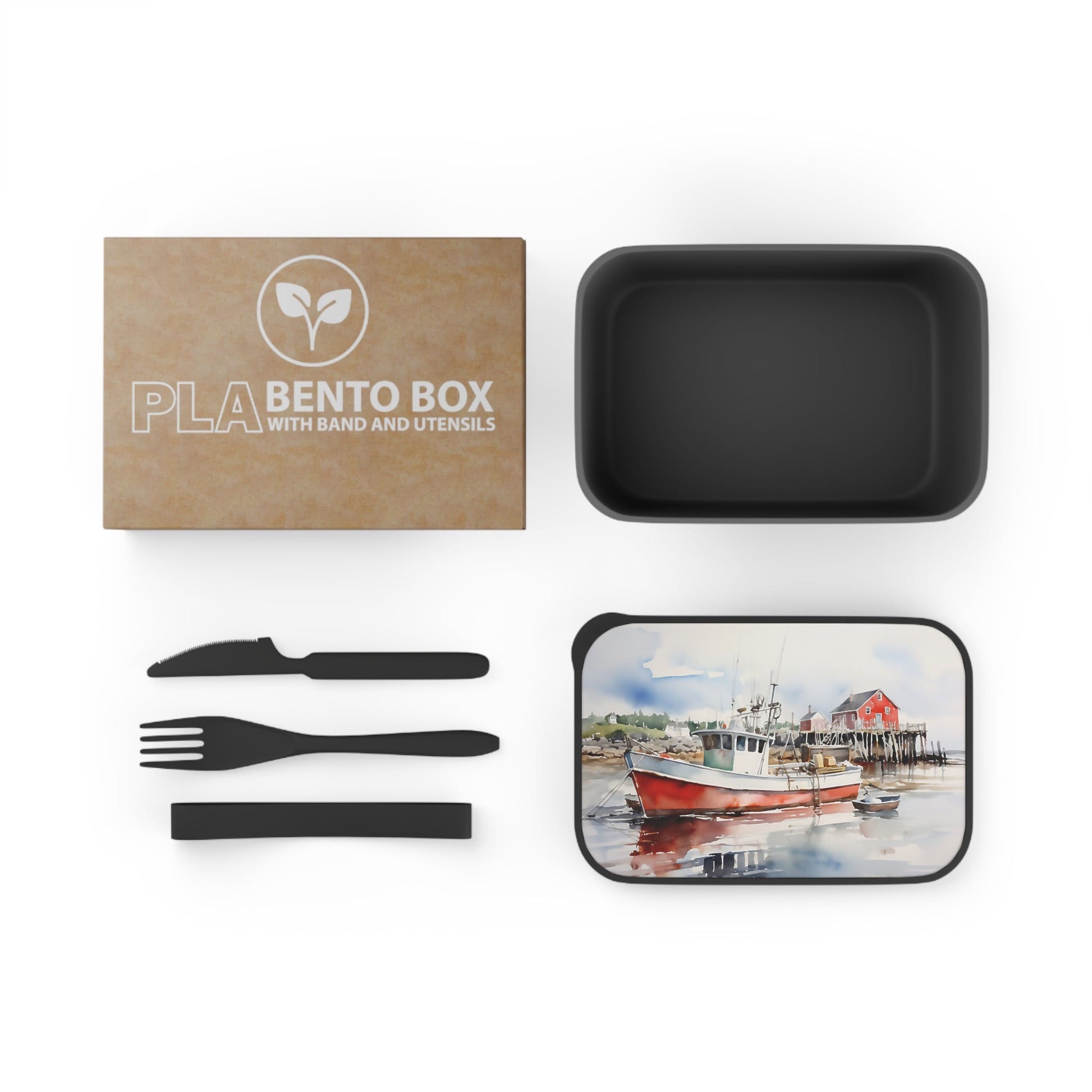 Maine Lobster Boat Souvenir | PLA Bento Box with Band and Utensils