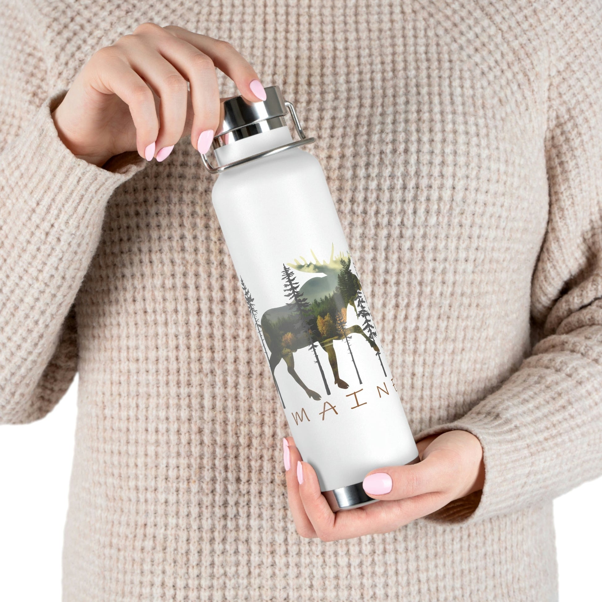 Maine Moose Souvenir | Copper Vacuum Insulated Bottle, 22oz