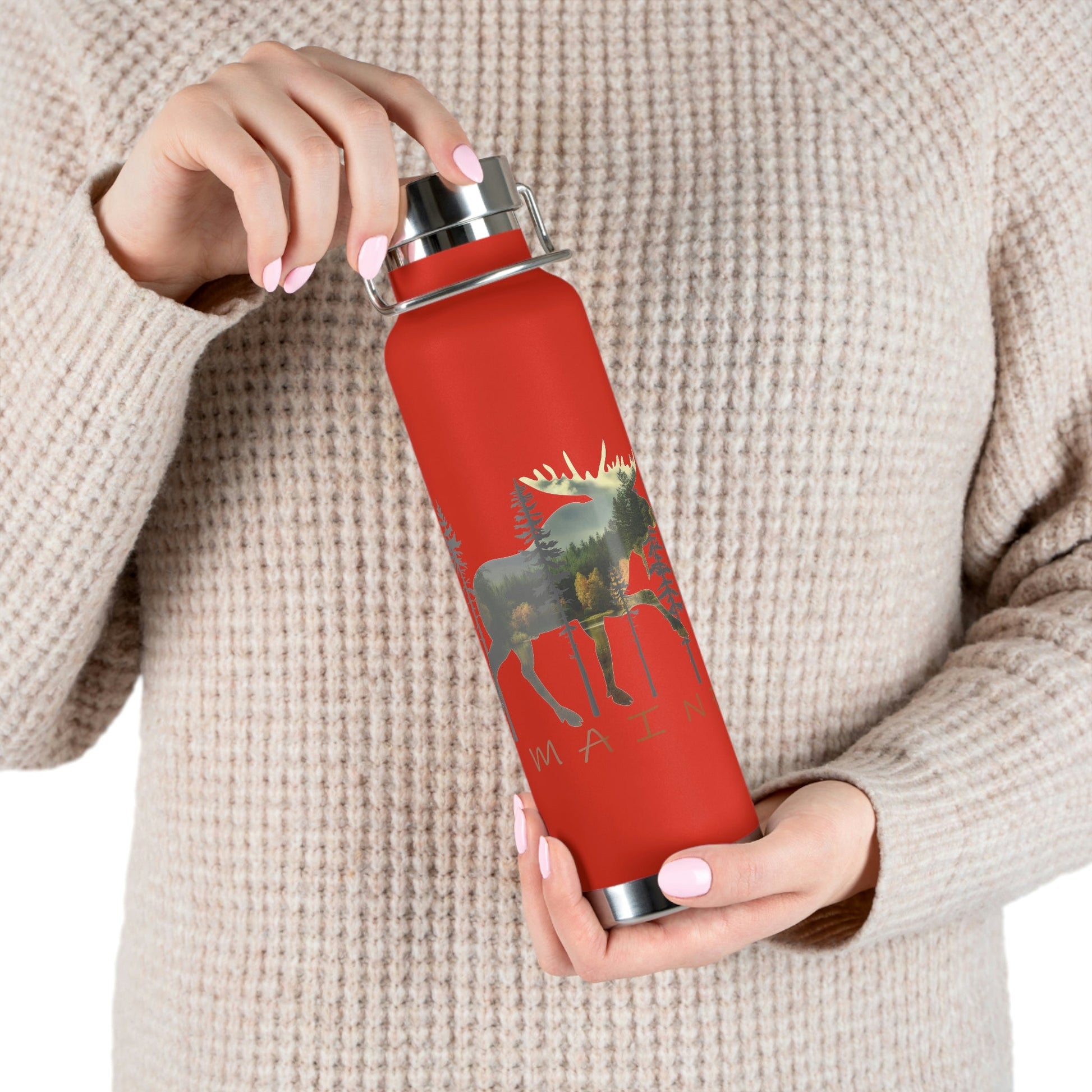 Maine Moose Souvenir | Copper Vacuum Insulated Bottle, 22oz