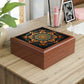 Mandala Wood Keepsake Jewelry Box with Ceramic Tile Cover