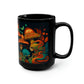 Mesoamerican Magic Mushroom Skulls 15 oz Coffee Mug perfect for the mushrooming fan or as a birthday gift for nature lovers