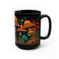 Mesoamerican Magic Mushroom Skulls 15 oz Coffee Mug perfect for the mushrooming fan or as a birthday gift for nature lovers