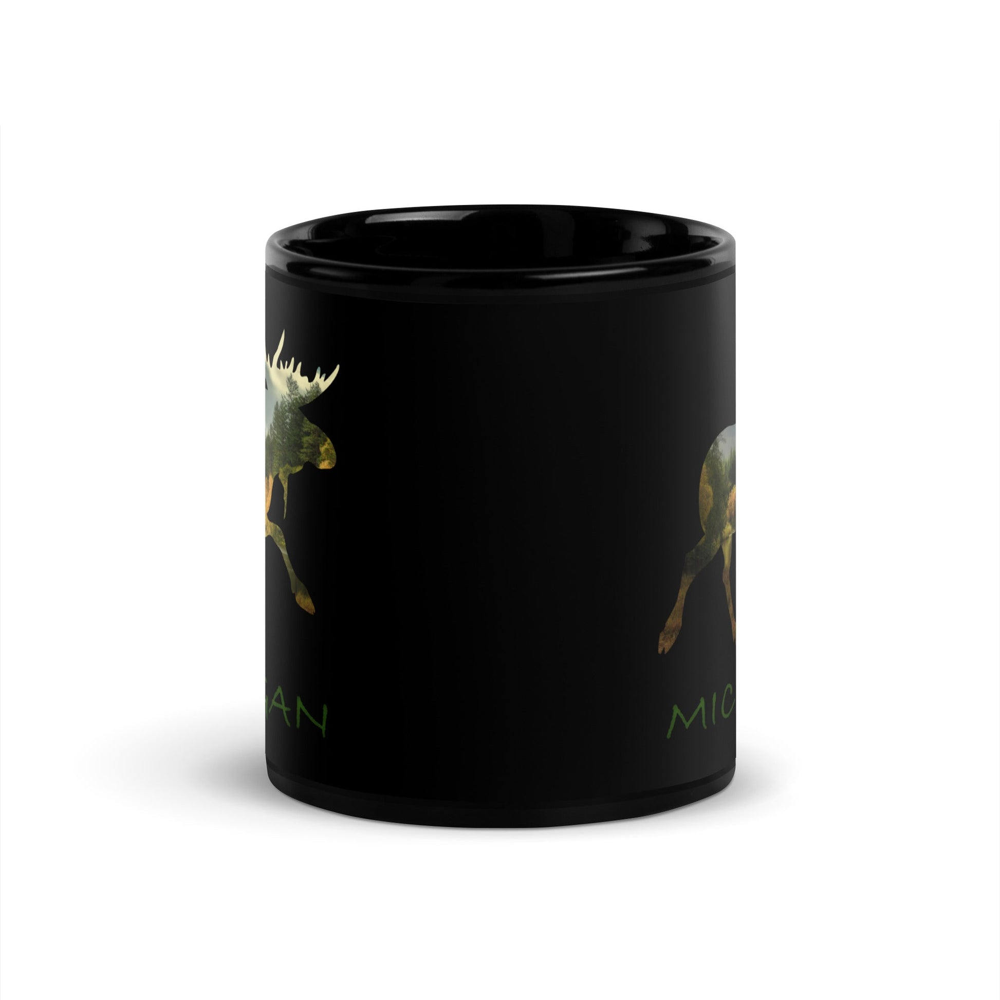 Michigan Souvenir Moose Black Glossy Ceramic Mug