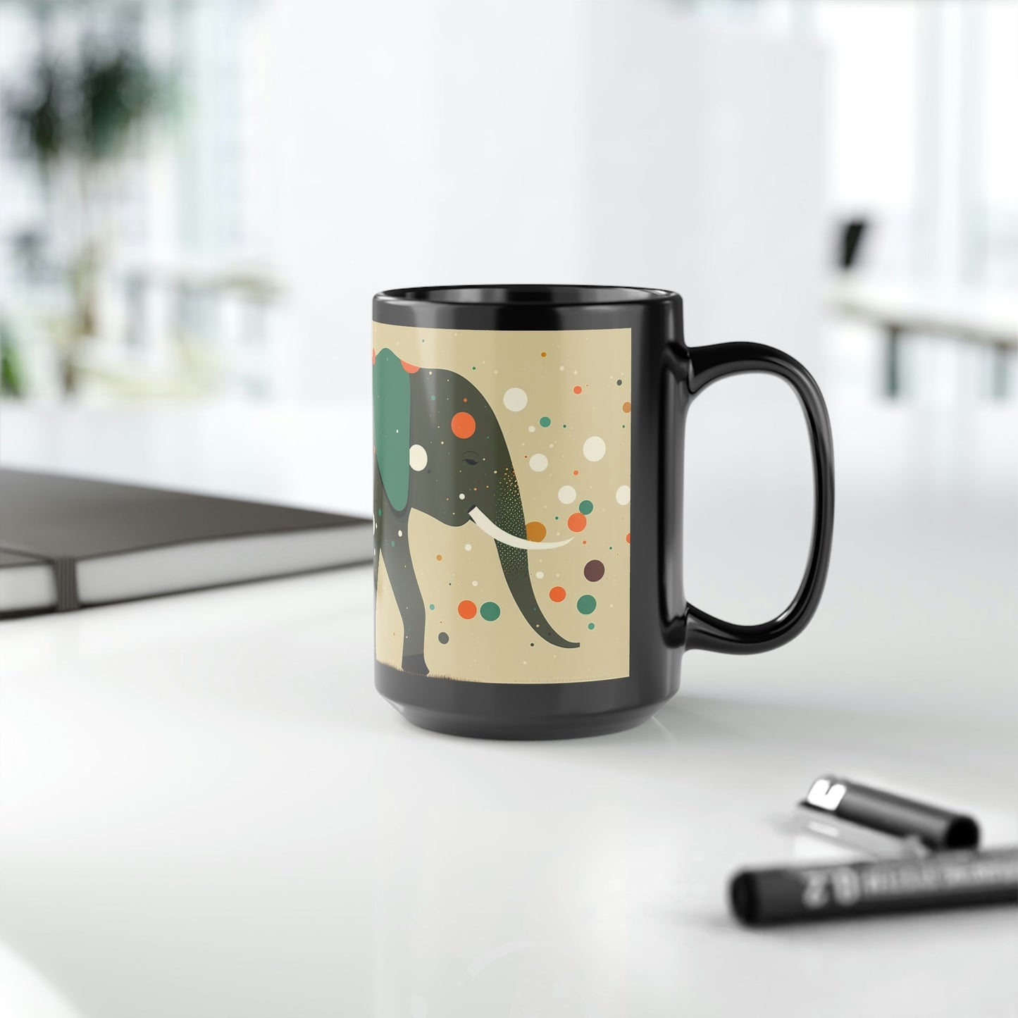 Mid Century Modern Elephant - 15 oz Coffee Mug