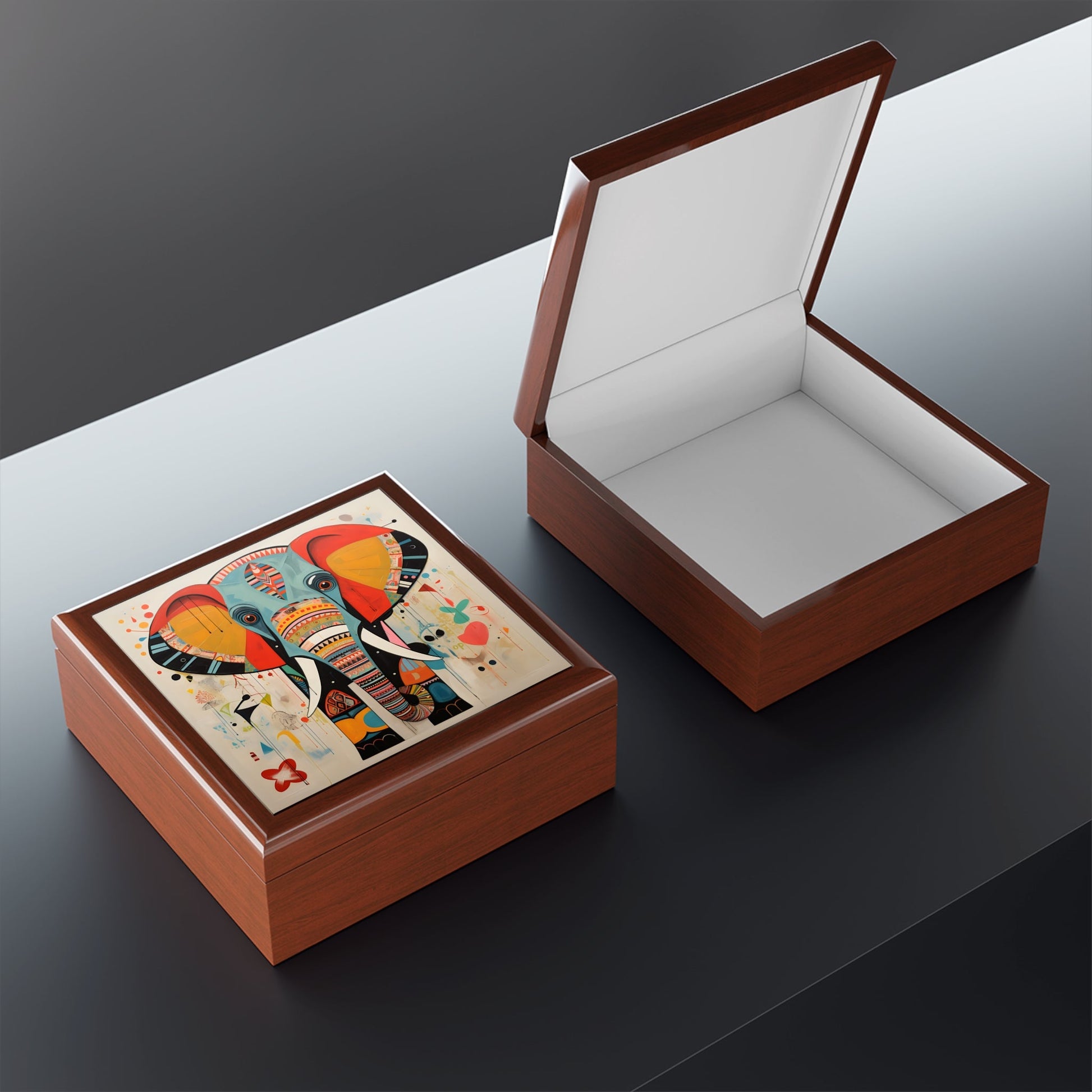 Mid-Century Modern Elephant Art Gift and Jewelry Box