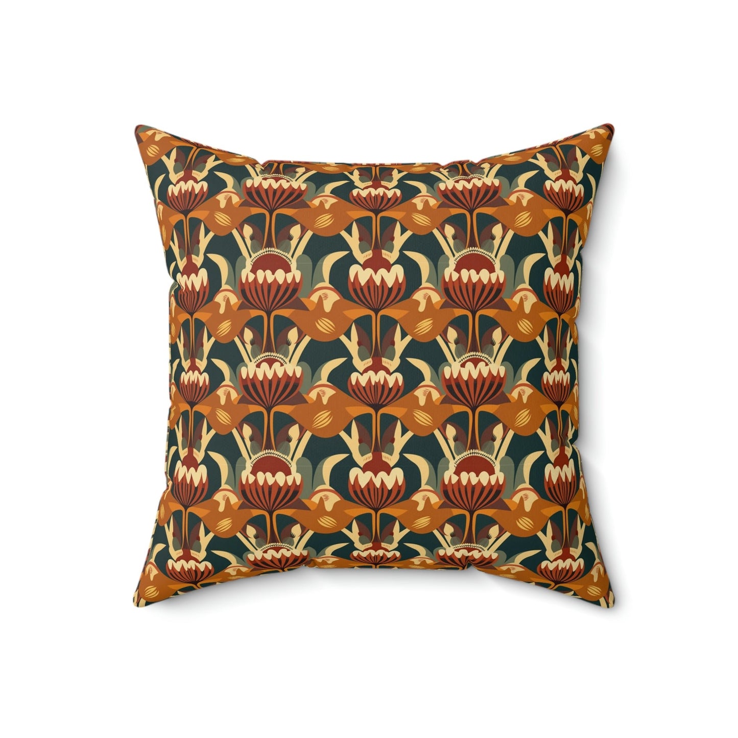 Mid-Century Modern Floral Design Spun Polyester Square Pillow