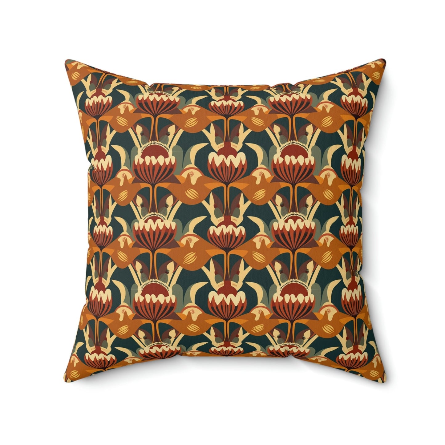 Mid-Century Modern Floral Design Spun Polyester Square Pillow