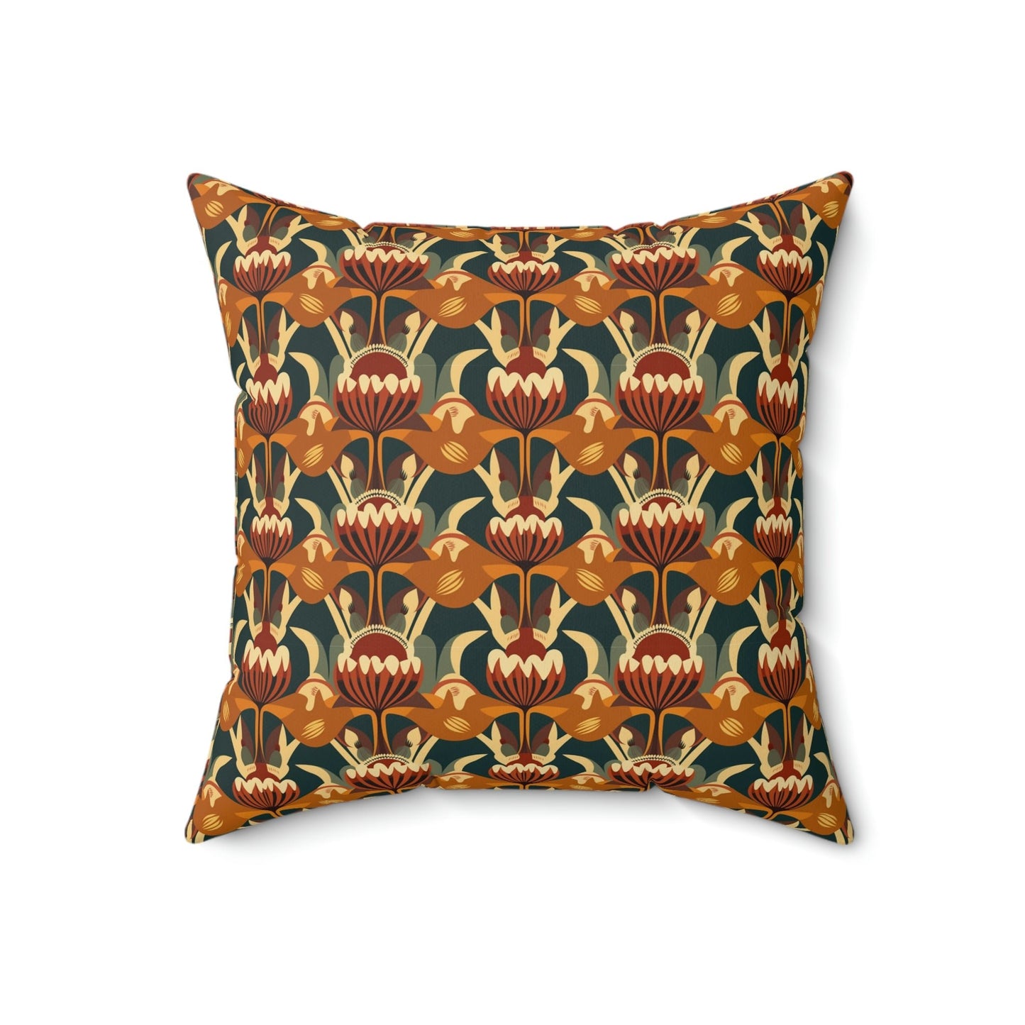 Mid-Century Modern Floral Design Spun Polyester Square Pillow