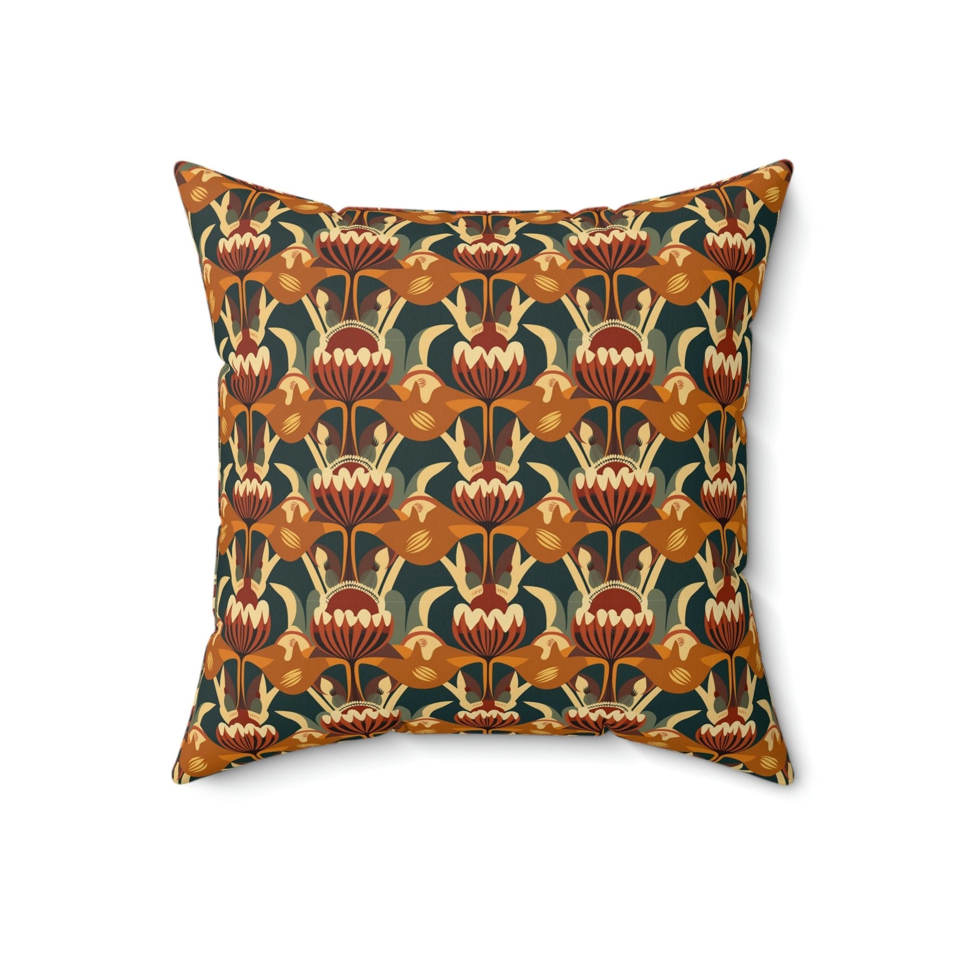 Mid-Century Modern Floral Design Spun Polyester Square Pillow