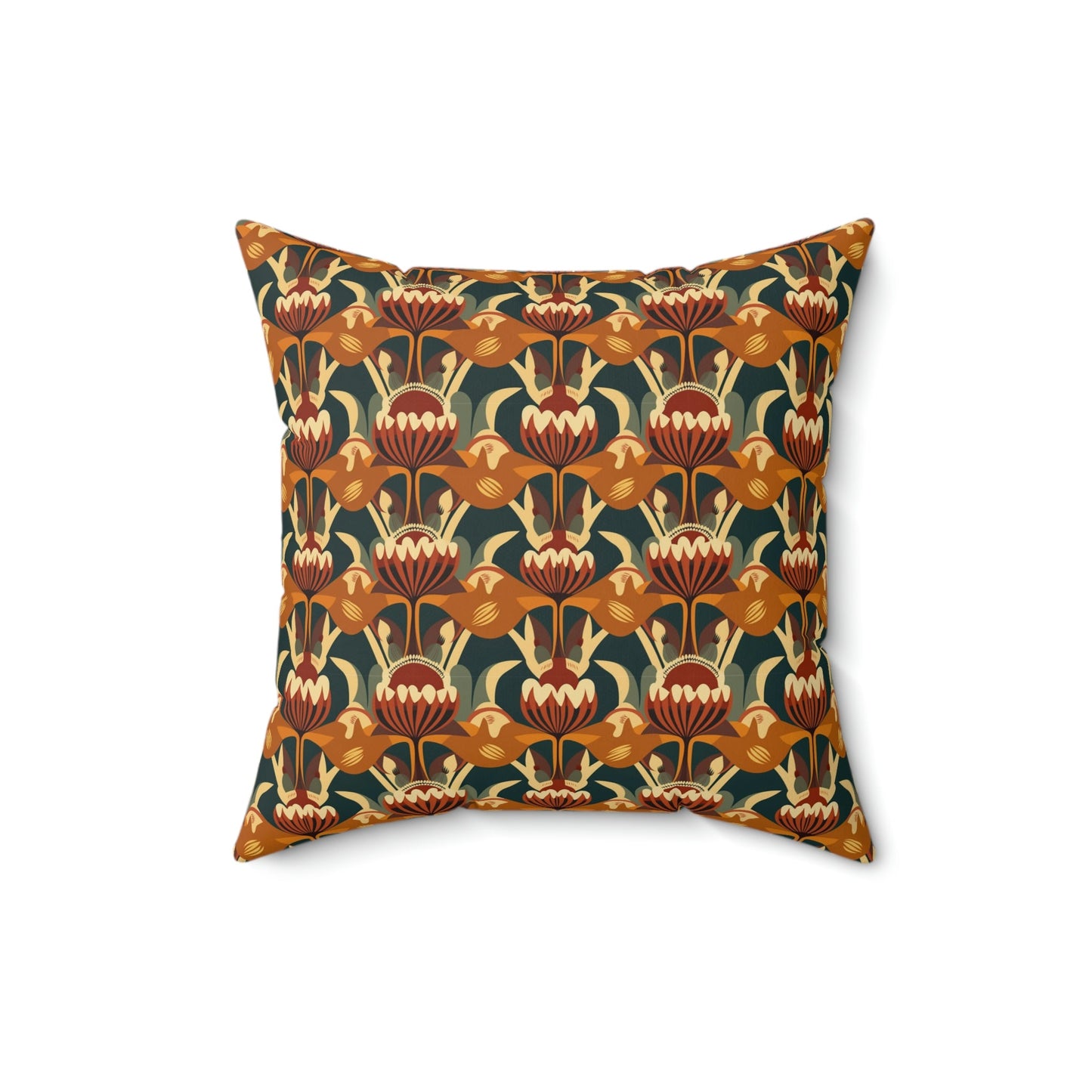 Mid-Century Modern Floral Design Spun Polyester Square Pillow