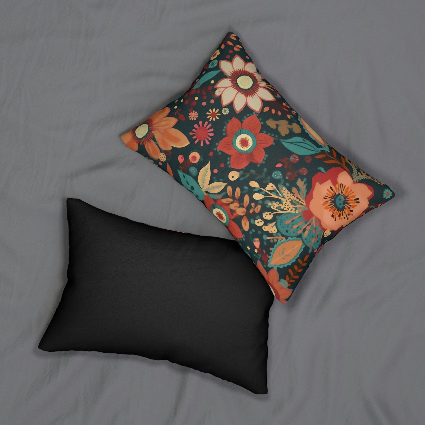 Mid-Century Modern Floral Spun Polyester Lumbar Pillow