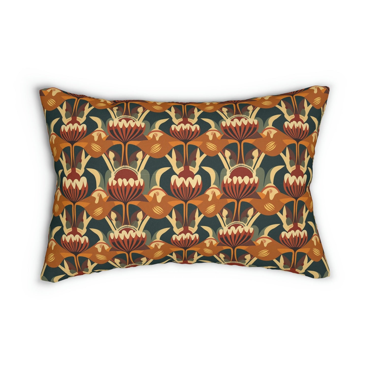 Mid-Century Modern Floral Spun Polyester Lumbar Pillow