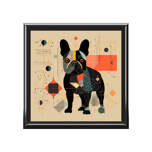 Mid-Century Modern French Bulldog Artwork Gift and Jewelry Box