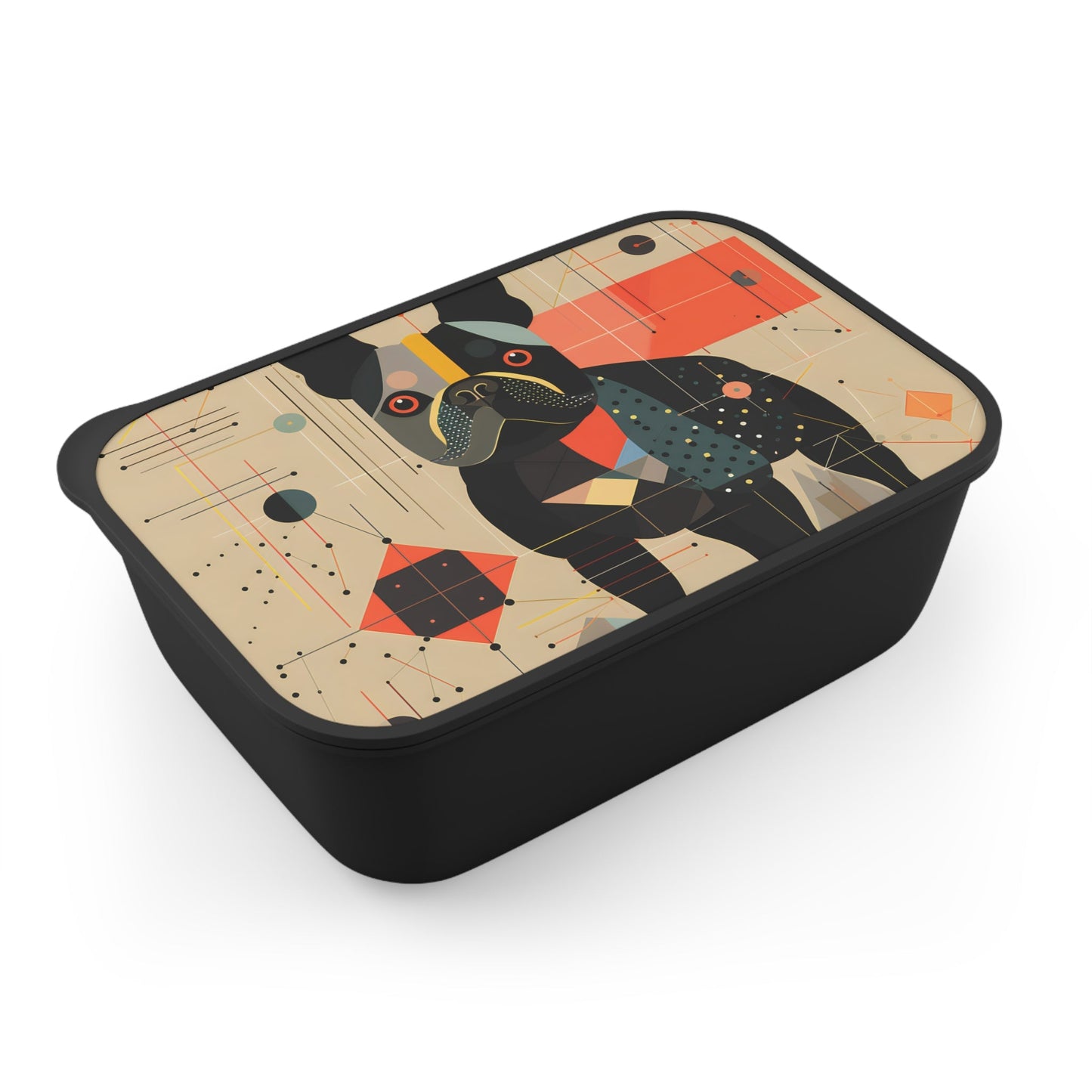 Mid-Century Modern French Bulldog | PLA Bento Box with Band and Utensils